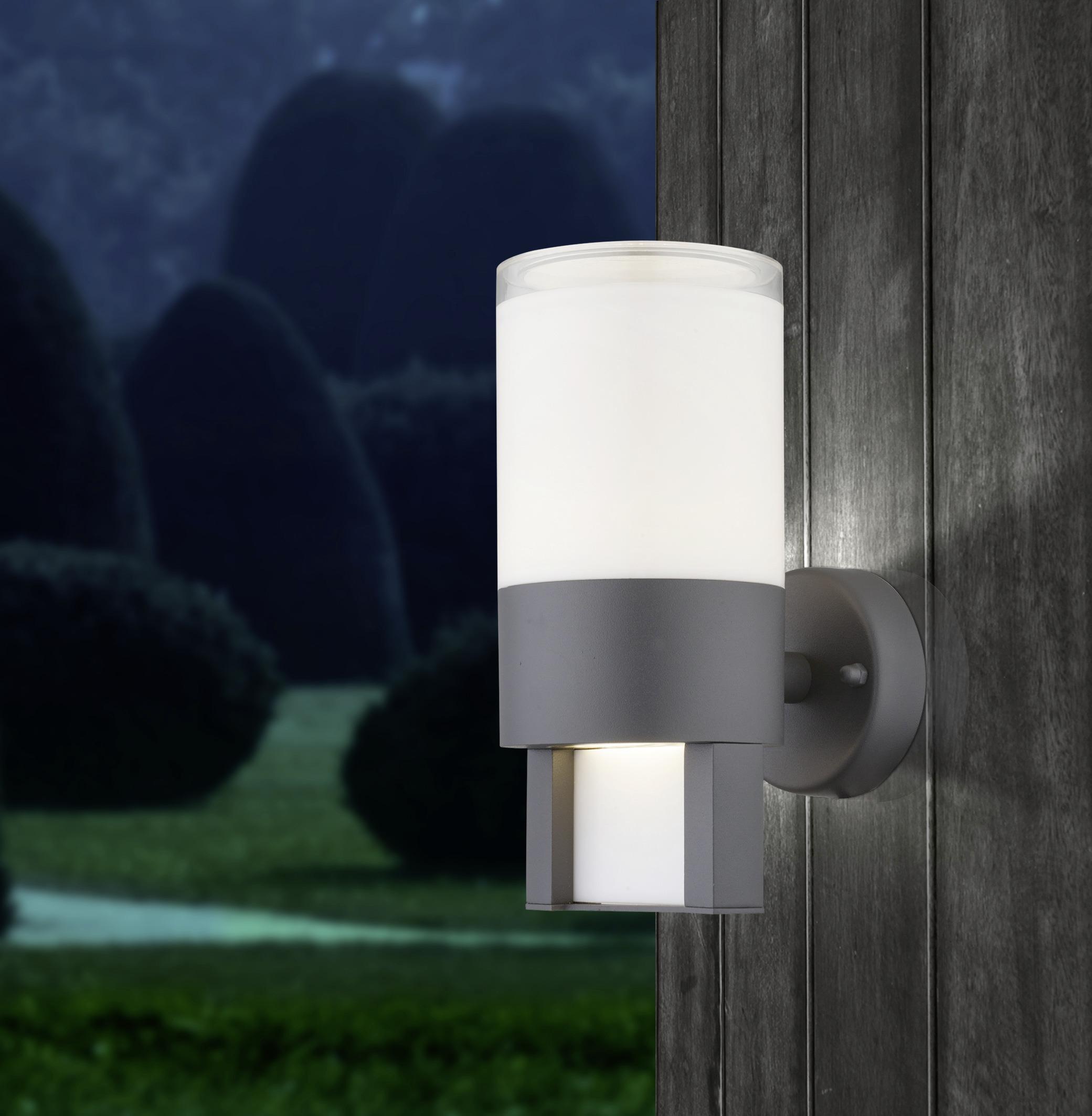 LED-Außenleuchte Nexa 12,2 Watt Kunststoff, Wandmontage - Weiß/Grau, Design, Kunststoff/Metall (10/15/22,5cm) - Globo