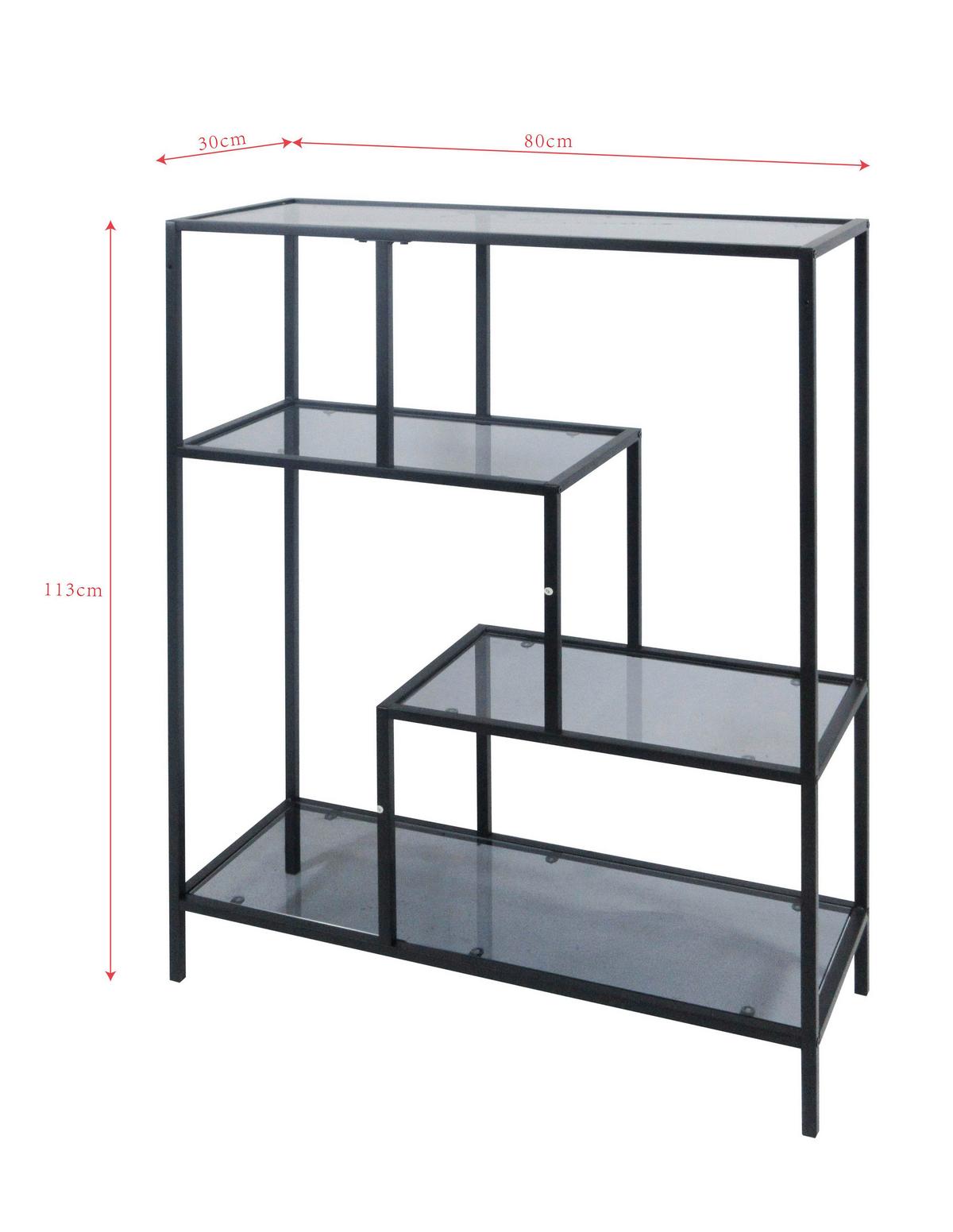 Raumteiler Rom B: 80 cm Grau/Schwarz - Schwarz/Grau, MODERN, Glas/Metall (80/113/30cm)