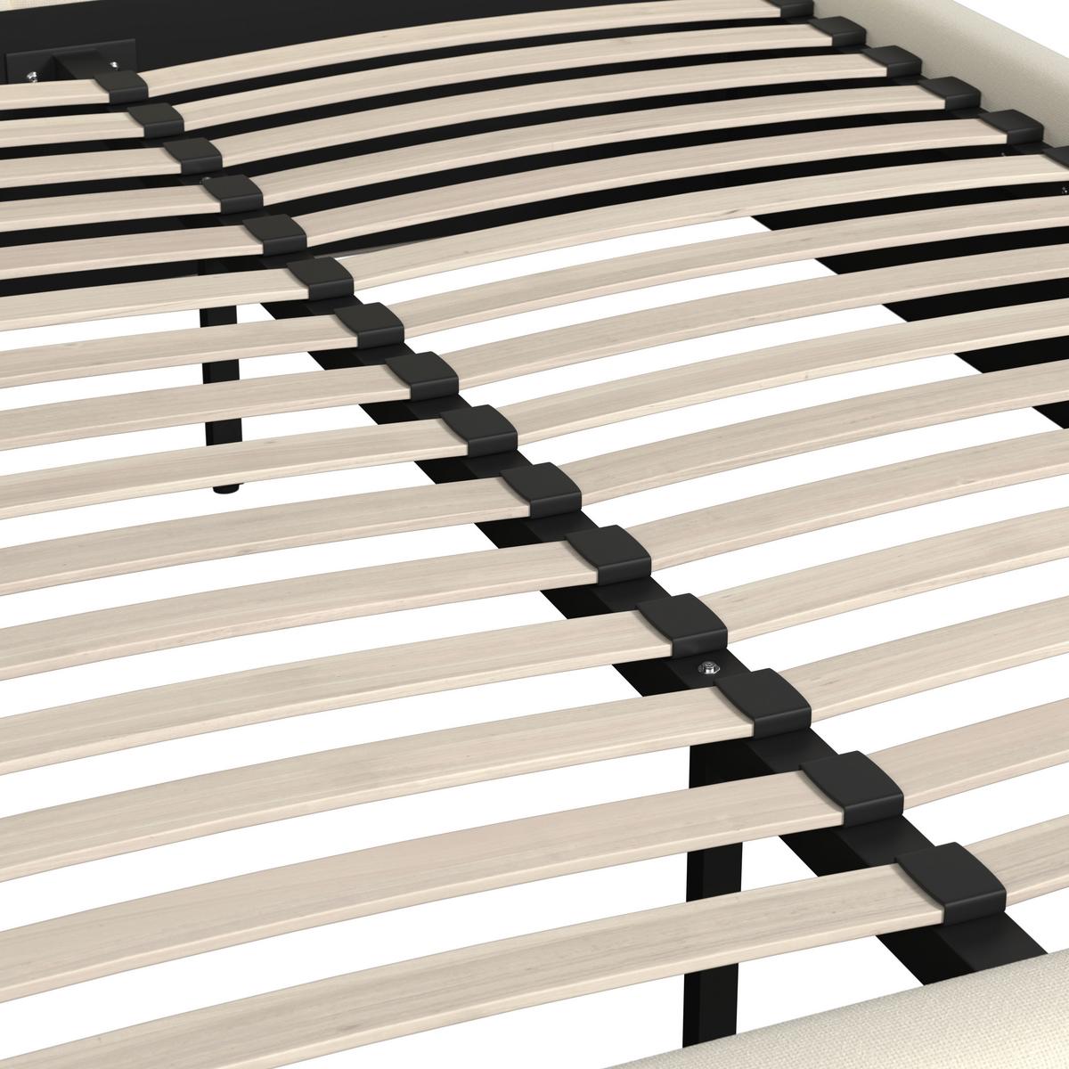 Čalouněná postel EMBRACE 160x200 cm, slonovinová - černá/barvy dubu, Moderní, kov/dřevo (160/200cm) - Bessagi Home