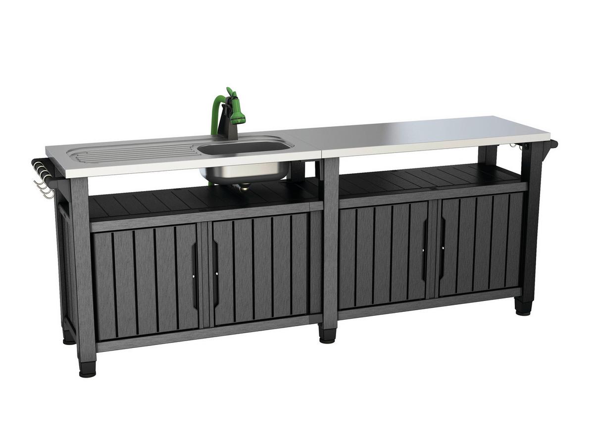 ZAHRADNÍ BAROVÝ STŮL UNITY CHEF - barvy grafitu, Design, plast (237/90/52cm) - Ambia Garden