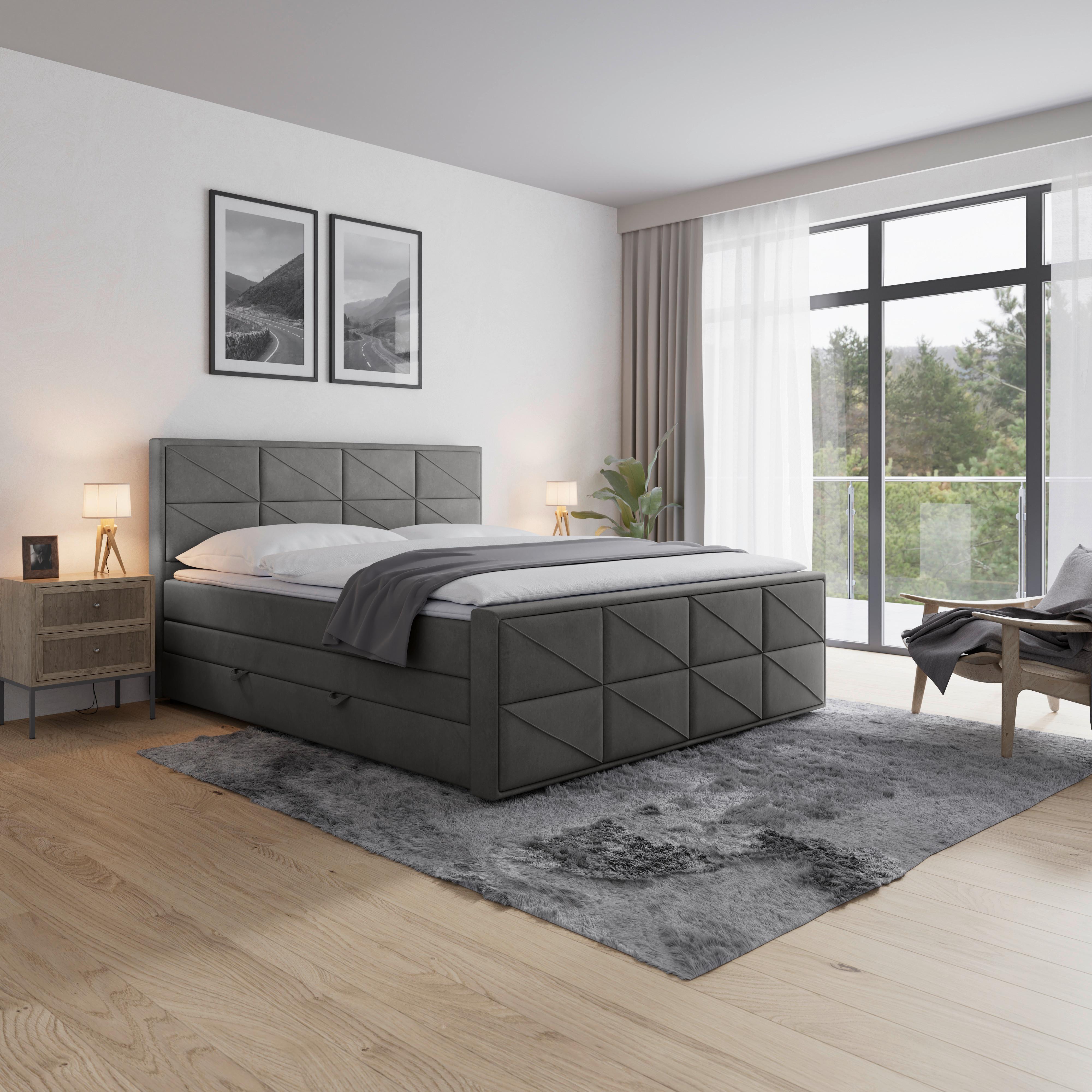 Boxspringbett Helsinki inkl.bettkasten, L: 180 cm - MODERN, Holz/Kunststoff (180/200cm) - MID.YOU