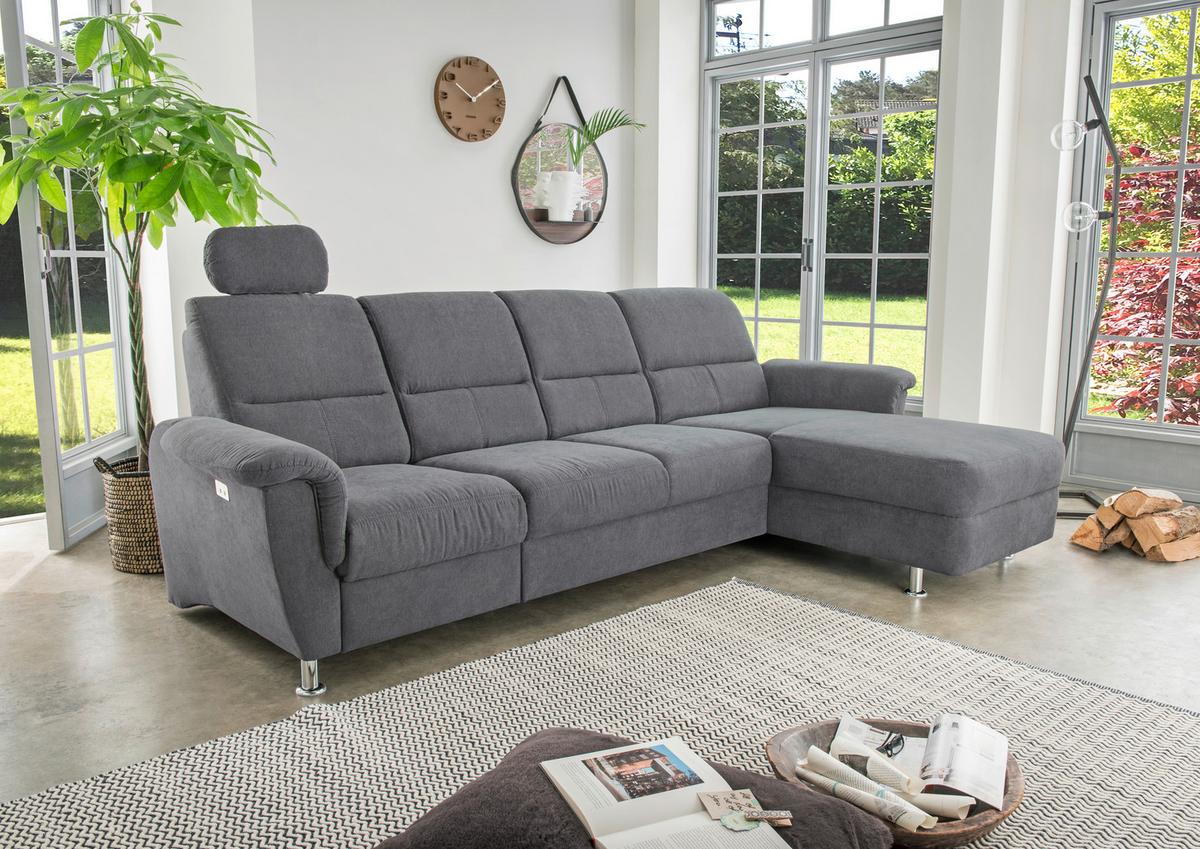 Ecksofa Parole Anthrazit S:292/165 cm - Chromfarben/Anthrazit, KONVENTIONELL, Textil (292/165cm) - Livetastic