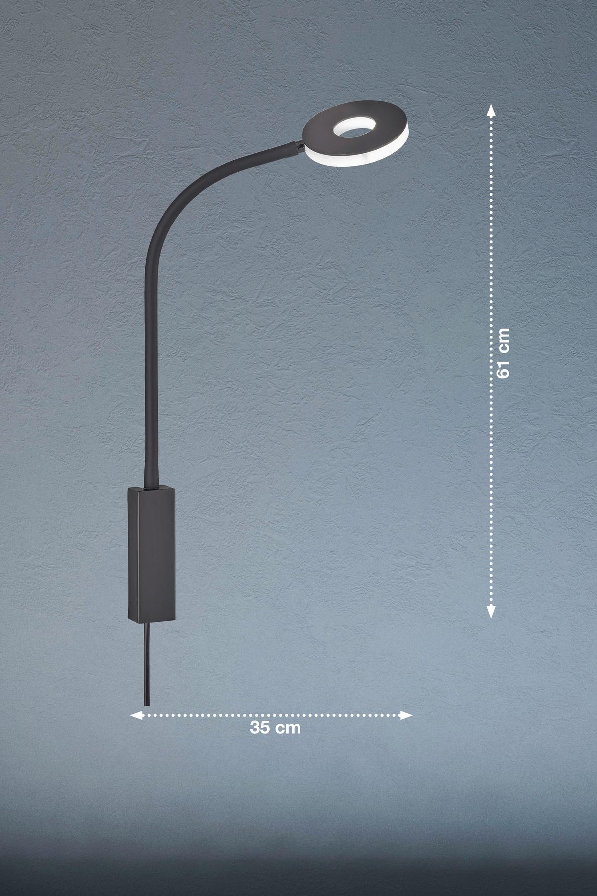 Led-wandleuchte 1-flammig Mit Schnurschalter - Schwarz, Design, Metall (10/15cm) - Fischer & Honsel