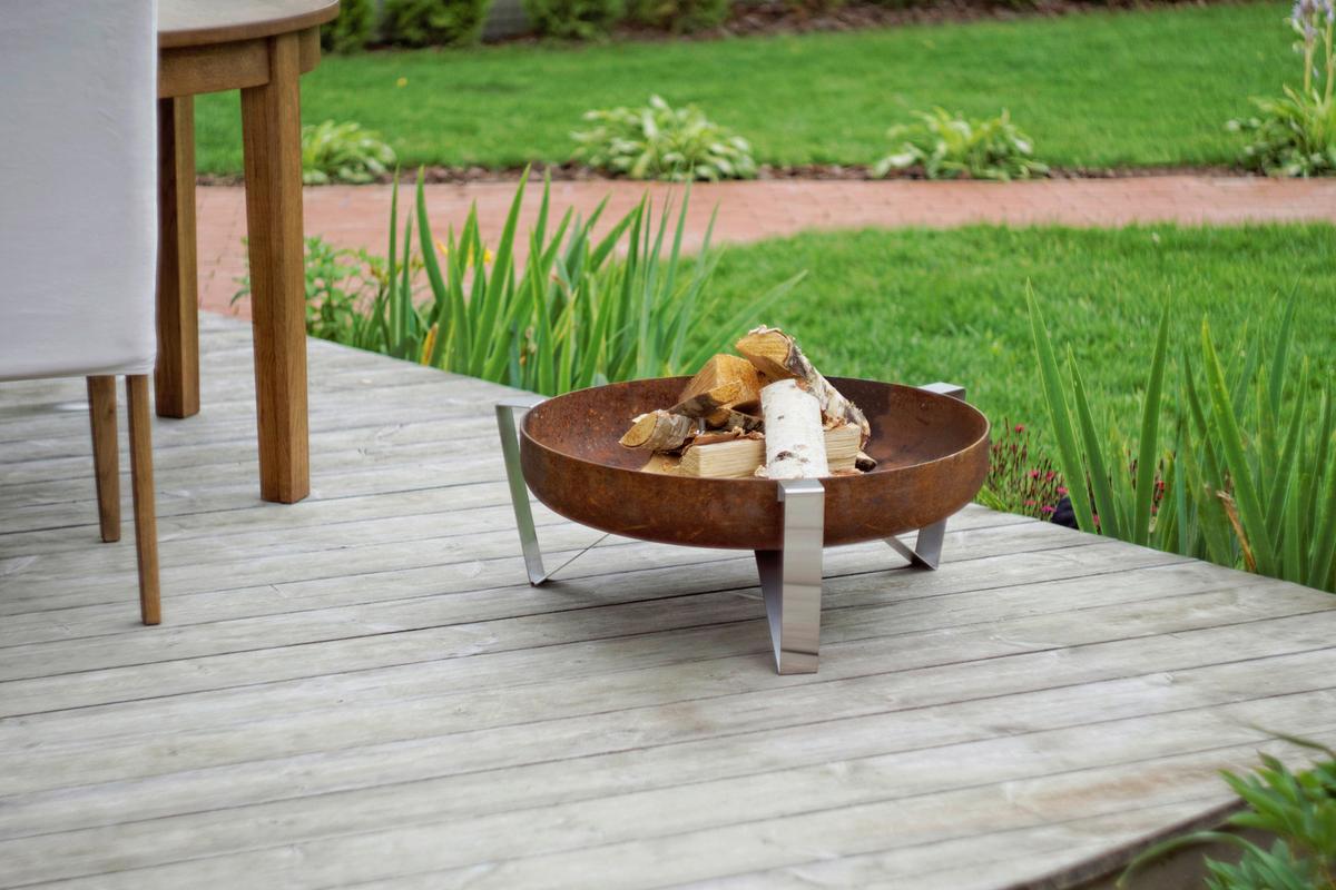 Feuerschale Voma XXL Edelstahl - Edelstahlfarben/Rostfarben, Basics, Metall (67,5/66,5/25cm)