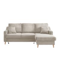 Ecksofa mit Schlaffunktion & Bettkasten Valentina Beige - Beige/Naturfarben, Design, Textil (228/150cm) - P & B