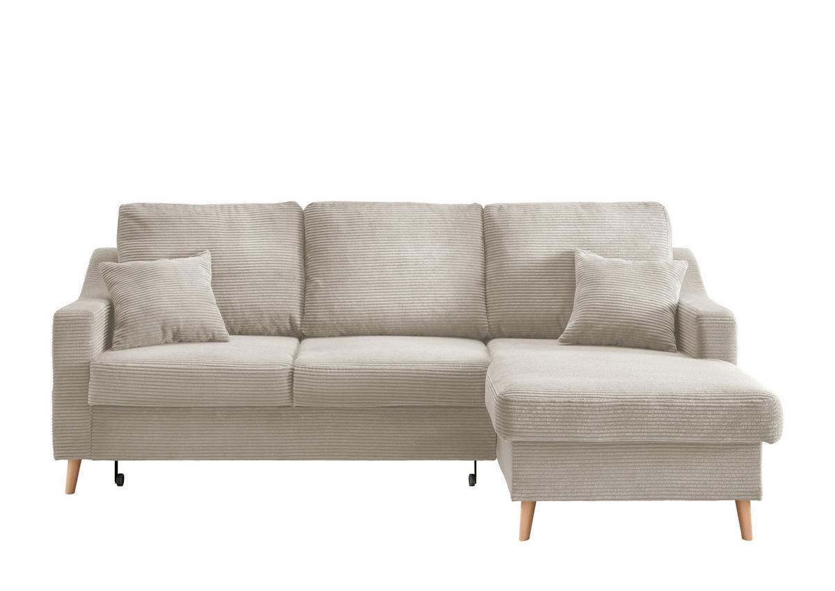 Ecksofa mit Schlaffunktion & Bettkasten Valentina Beige - Beige/Naturfarben, Design, Textil (228/150cm) - P & B