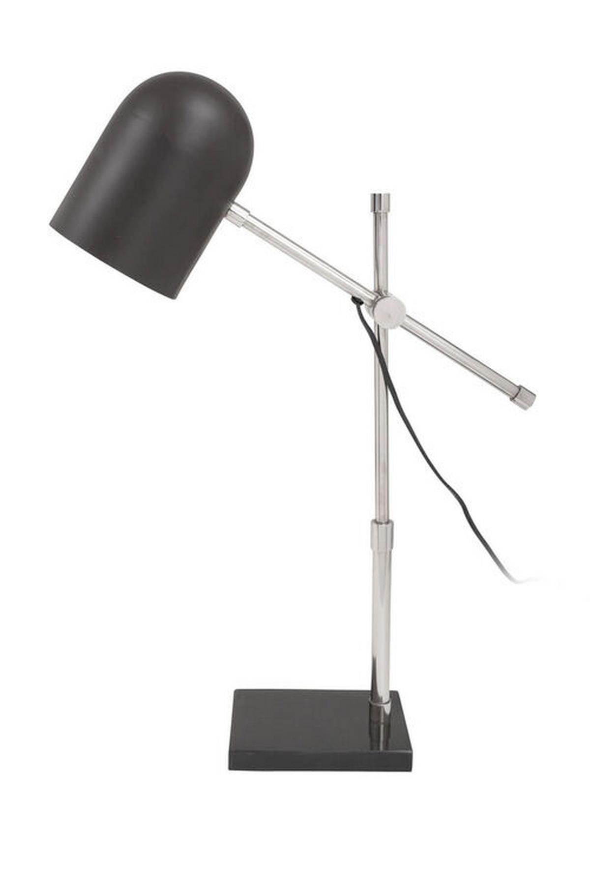 STEHLEUCHTE Schwarz/Silber, E27, 25W - Silberfarben/Schwarz, Design, Kunststoff/Stein (12/54/46cm) - Kayoom