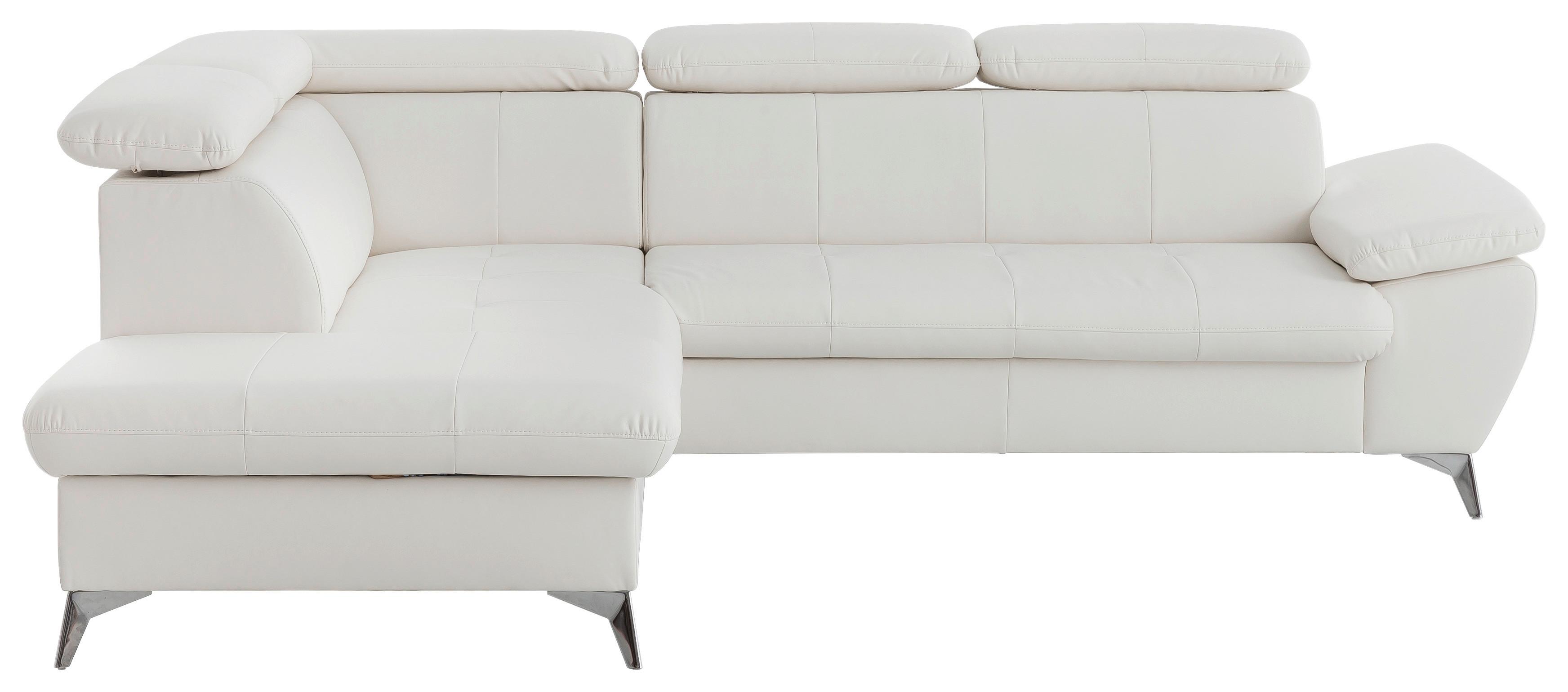 Ecksofa mit Schlaffunktion und Bettkasten Gisele Weiß - Chromfarben/Weiß, KONVENTIONELL, Textil (209/256cm) - Livetastic