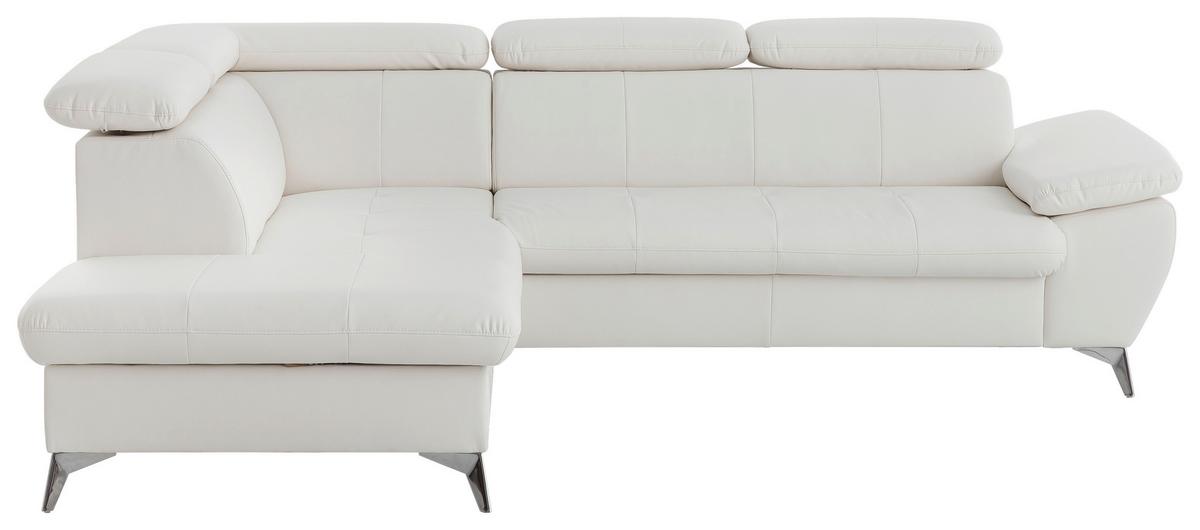 Ecksofa mit Schlaffunktion und Bettkasten Gisele Weiß - Chromfarben/Weiß, KONVENTIONELL, Textil (209/256cm) - Livetastic