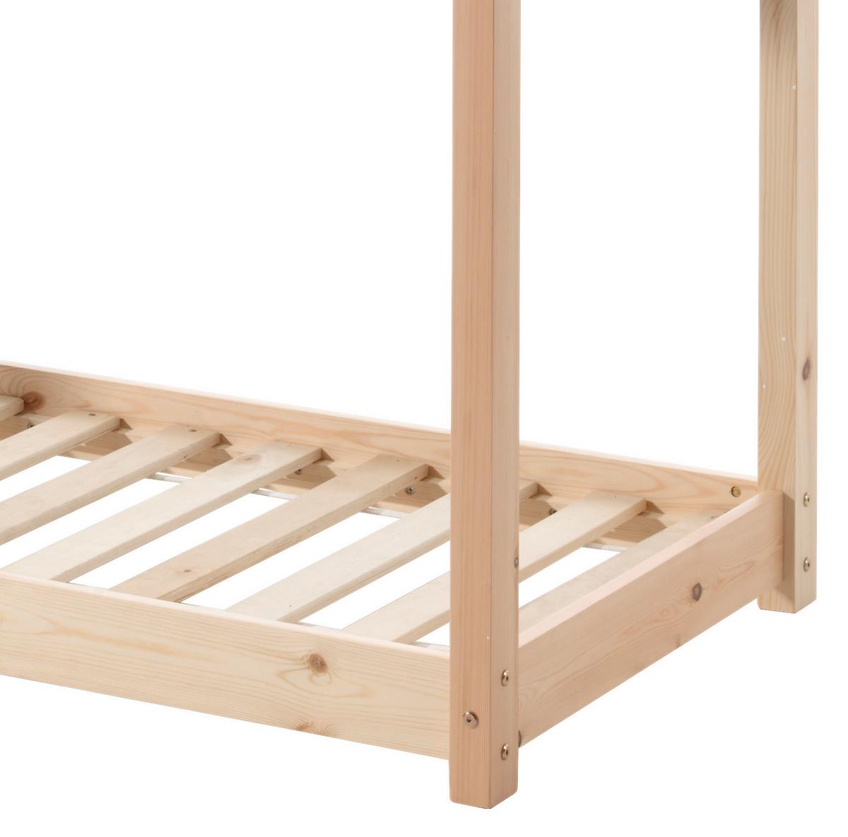 Hausbett Cabane 70x140 Cm Kiefer Natur Echtholz - Naturfarben, MODERN, Holz (70/140cm) - Vipack