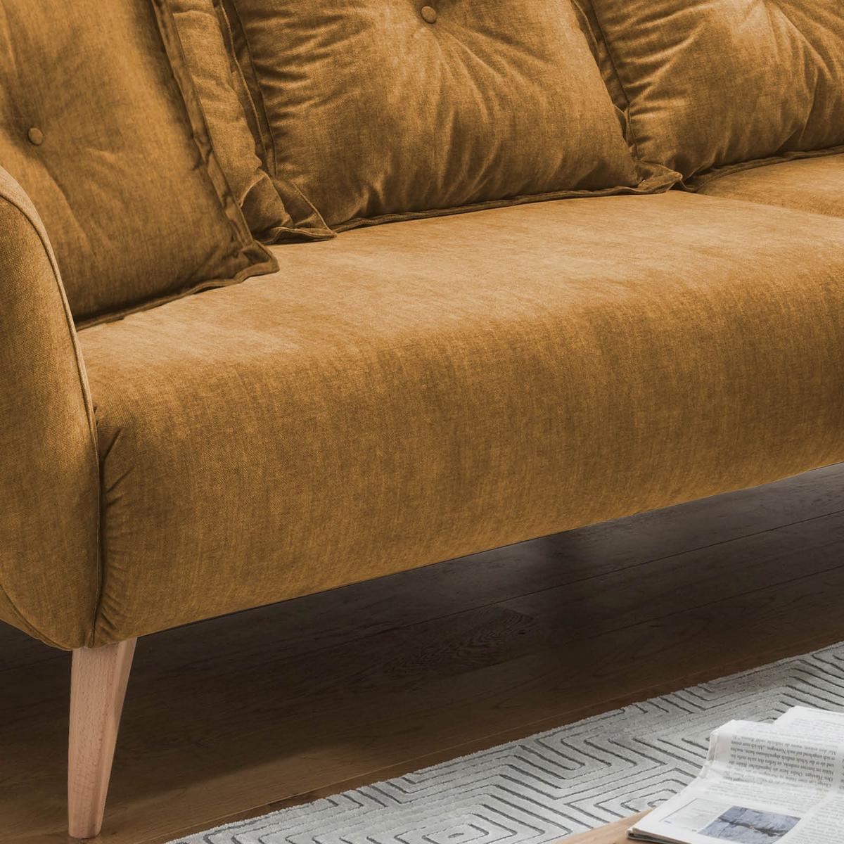 Ecksofa Baggio Gelb S: 277/162 cm - Gelb/Buchefarben, MODERN, Holz/Textil (277/162cm) - Livetastic