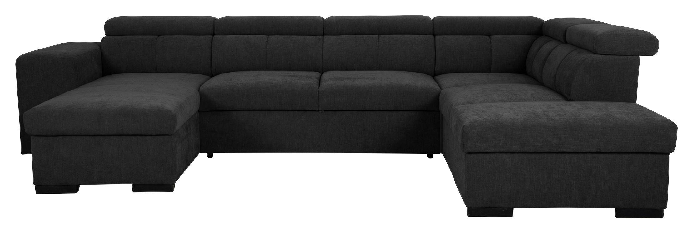 Wohnlandschaft Sirus XL schwarz, 219x334cm - Eichefarben/Schwarz, KONVENTIONELL, Holz/Holzwerkstoff (219/334cm)