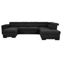 Wohnlandschaft Sirus XL schwarz, 219x334cm - Eichefarben/Schwarz, KONVENTIONELL, Holz/Holzwerkstoff (219/334cm)