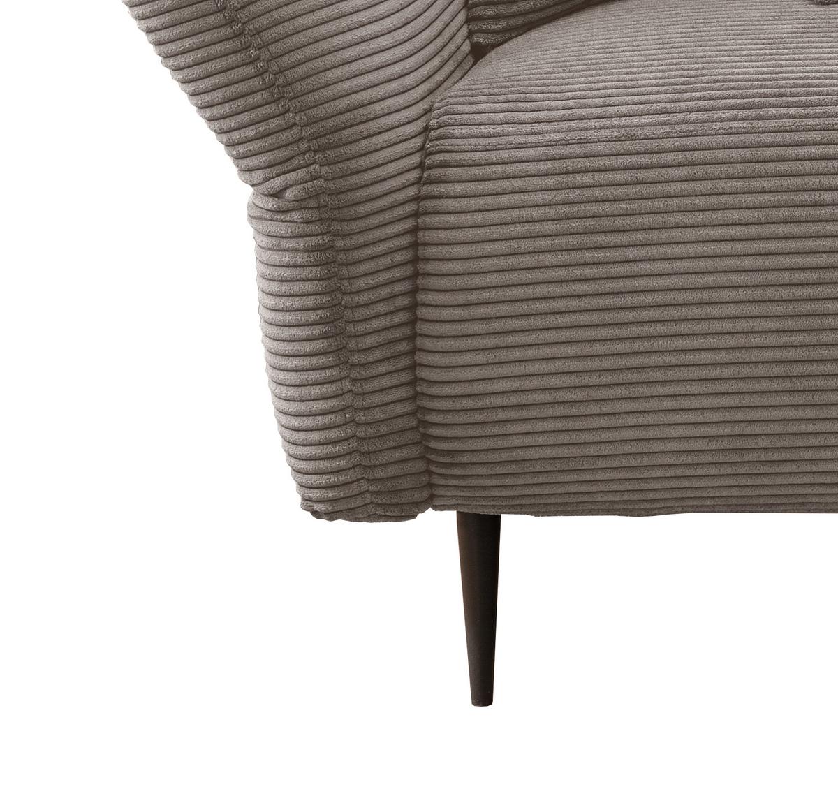 2-Sitzer-Sofa Vanilla Graubraun Cord - Graubraun/Schwarz, Design, Textil (163/97/102cm) - Livetastic