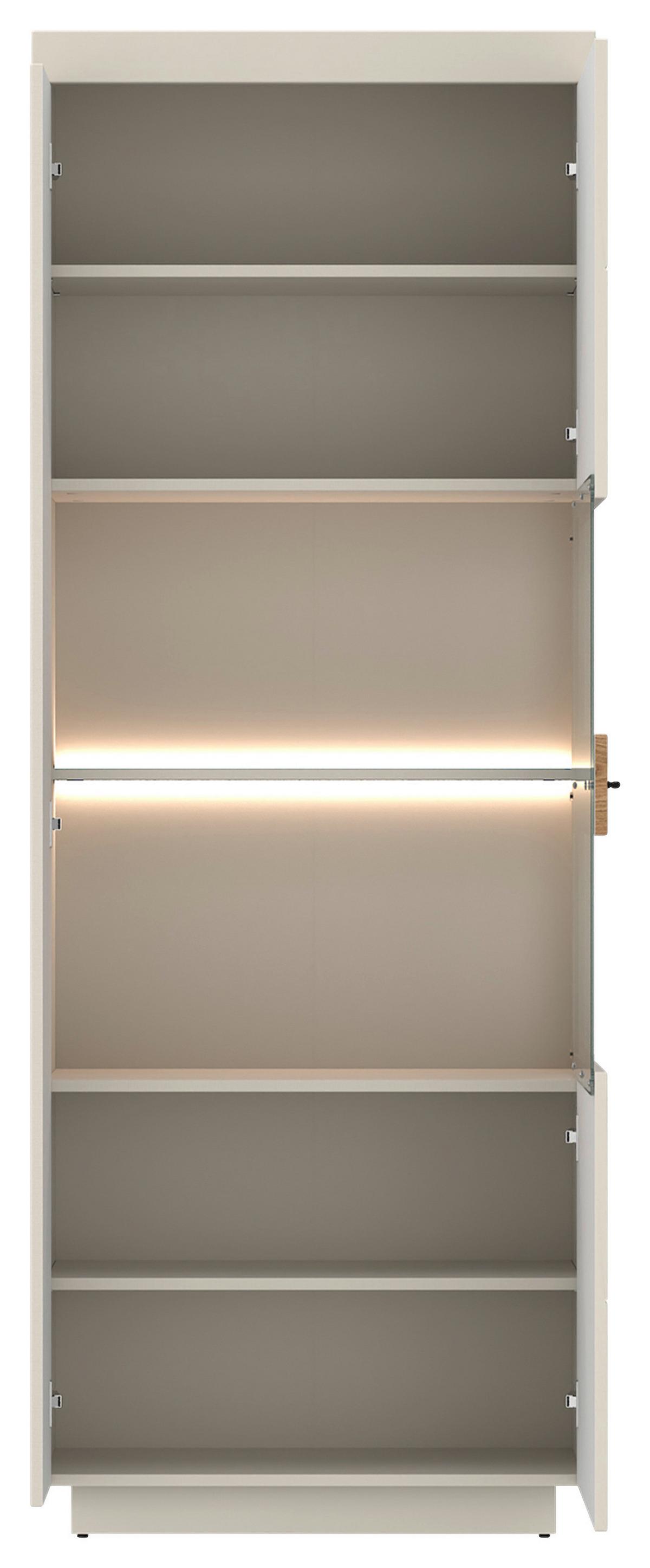 Vitrine Lightning Eichefarben/Kaschmir B: 75 cm - Kaschmir/Eichefarben, MODERN, Glas/Holzwerkstoff (75/201/34,6cm)