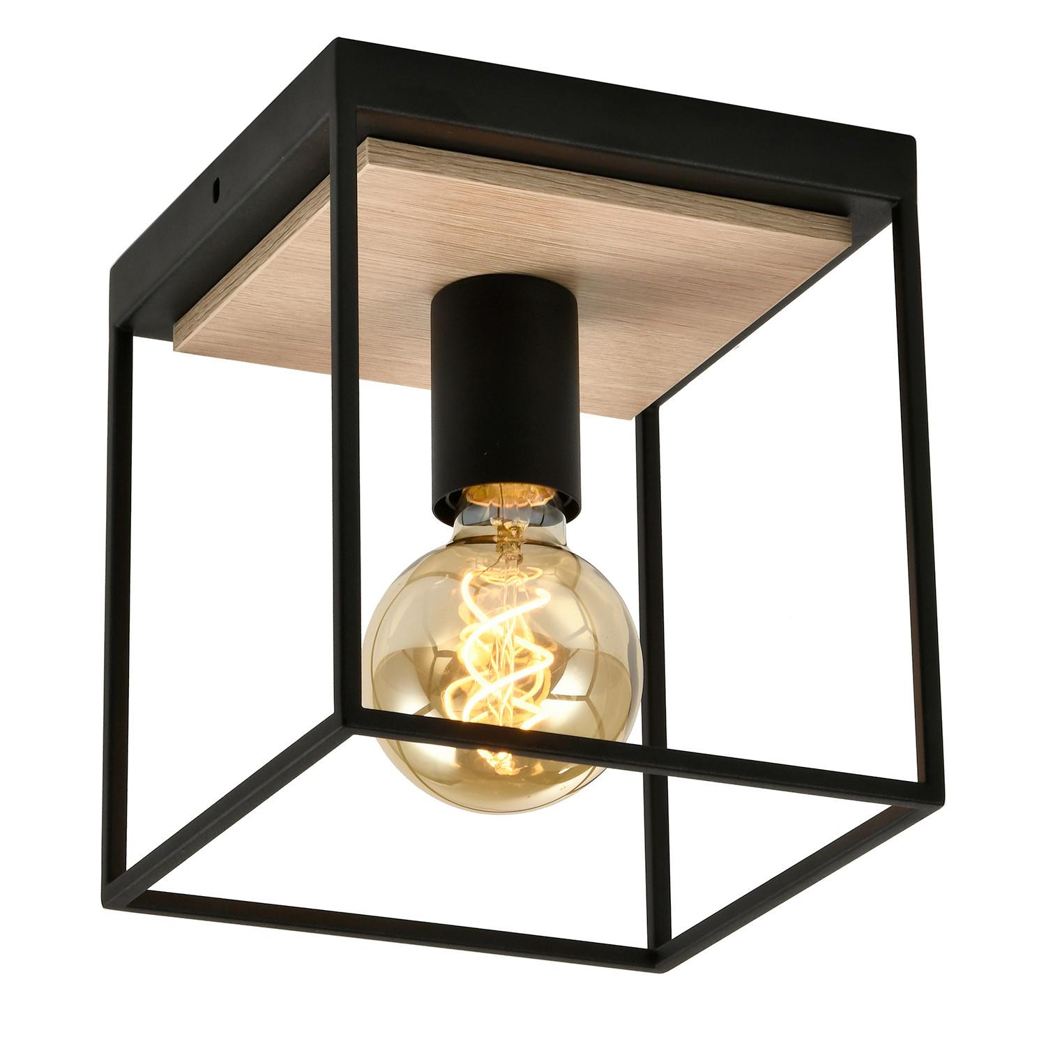 Deckenleuchte 5065/Pl1 - Eichefarben/Schwarz, Natur, Metall (18/18/20cm)