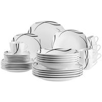 Kombiservice Decora Schwarz/weiß, 30-Teilig - Schwarz/Weiß, Trend, Keramik - Mäser