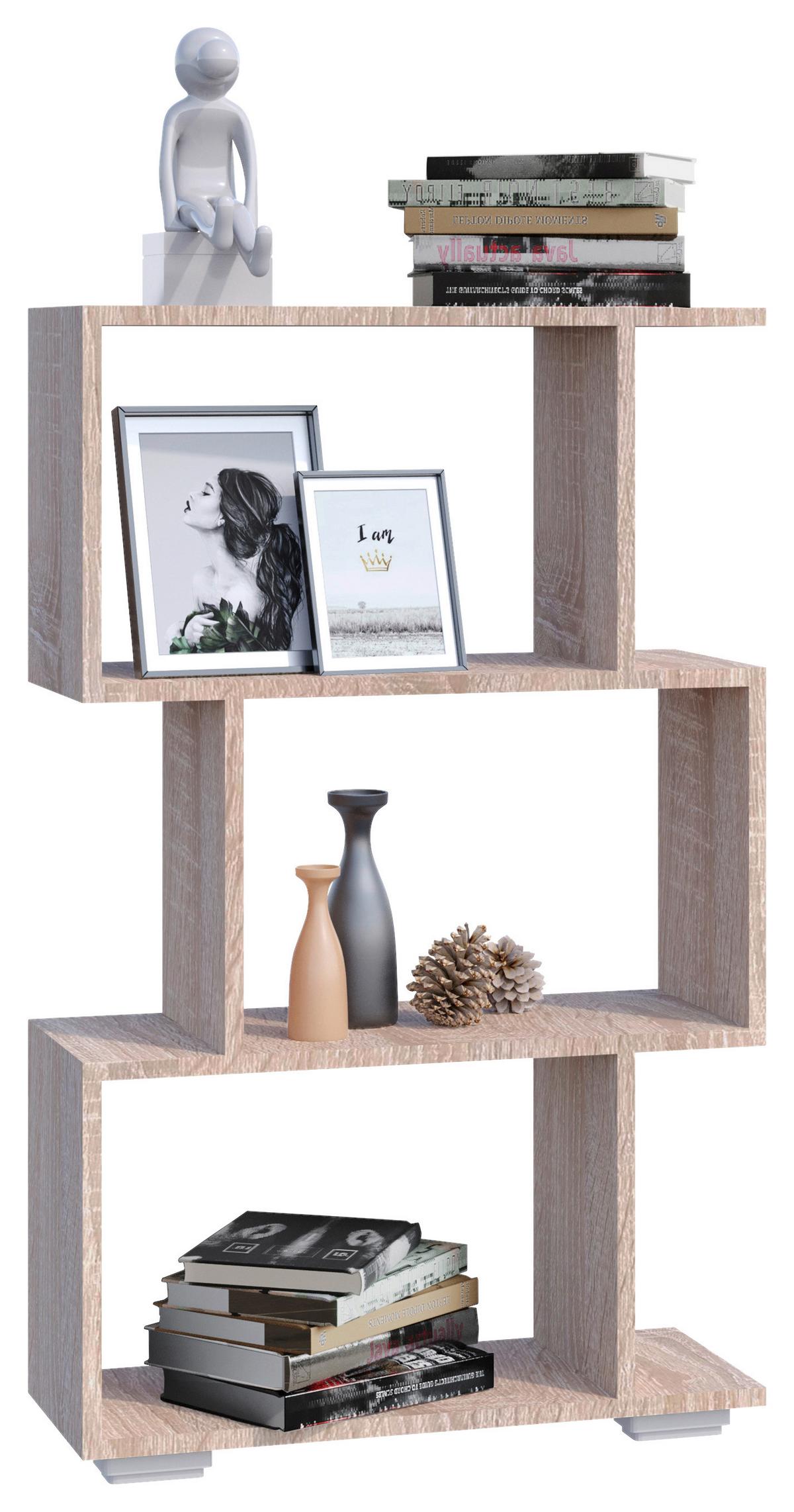 Regal Palusa Sonoma Eiche Dekor - Silberfarben/Sonoma Eiche, Design, Holzwerkstoff (60/97/24cm) - MID.YOU