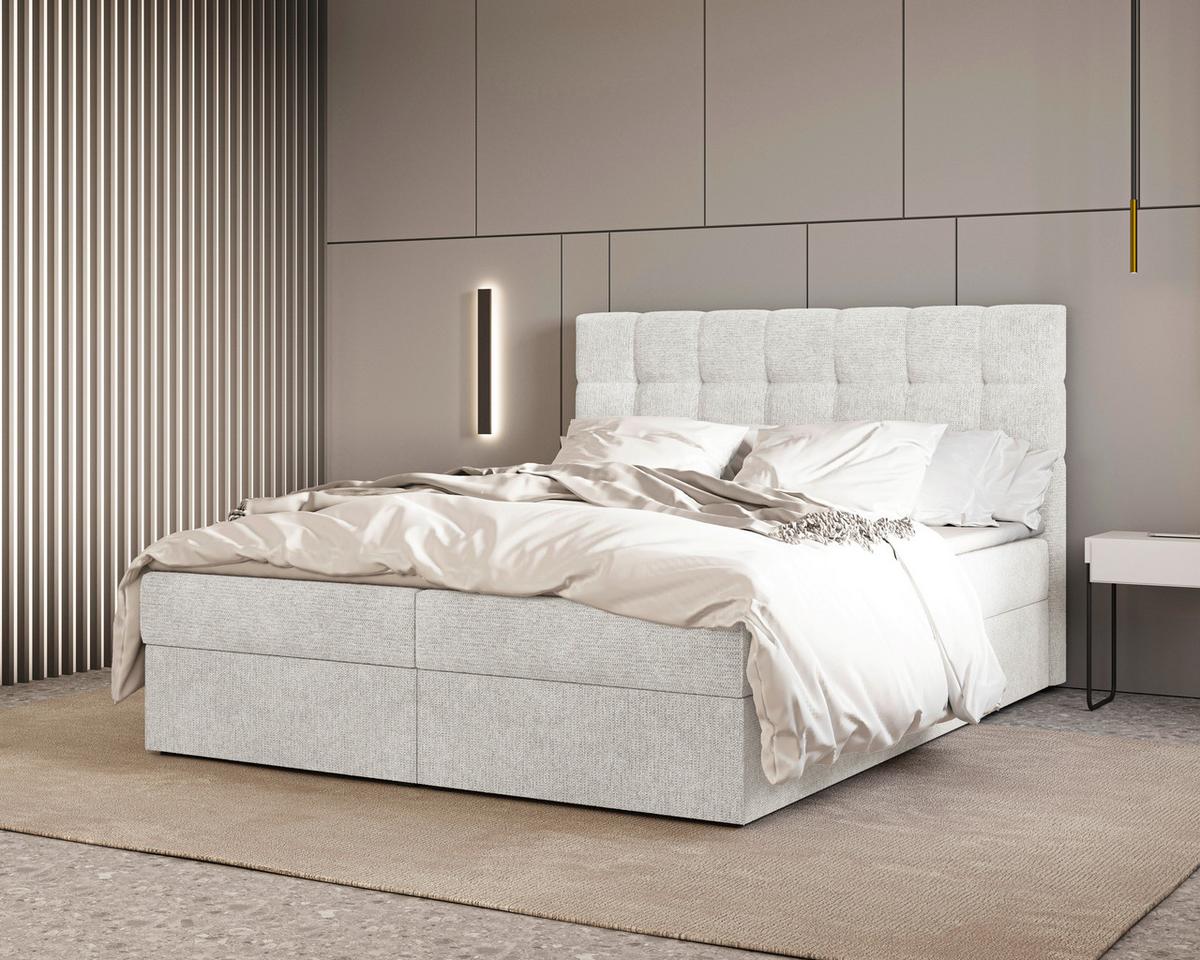 BOXBETT Oslo Weiß 160x200cm - Schwarz/Weiß, MODERN, Holz/Kunststoff (160/200cm) - MID.YOU