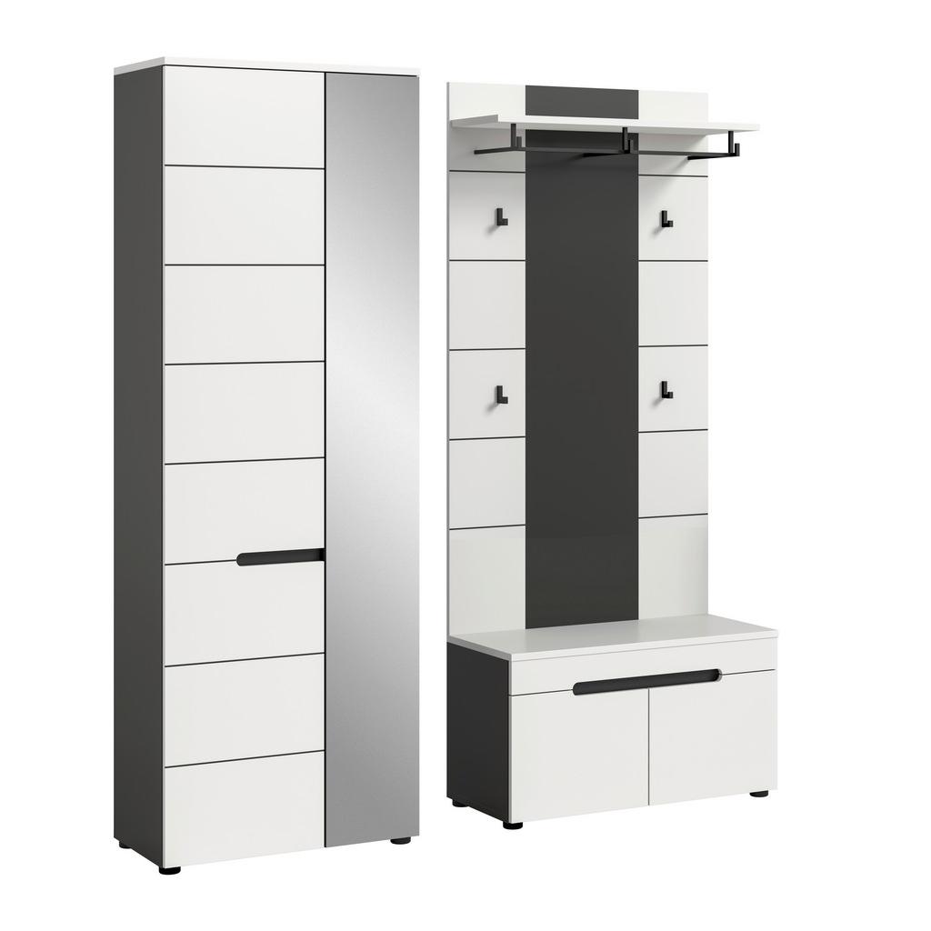 Garderobe Canu 3-Teilig Grau/Weiß B: 160 cm