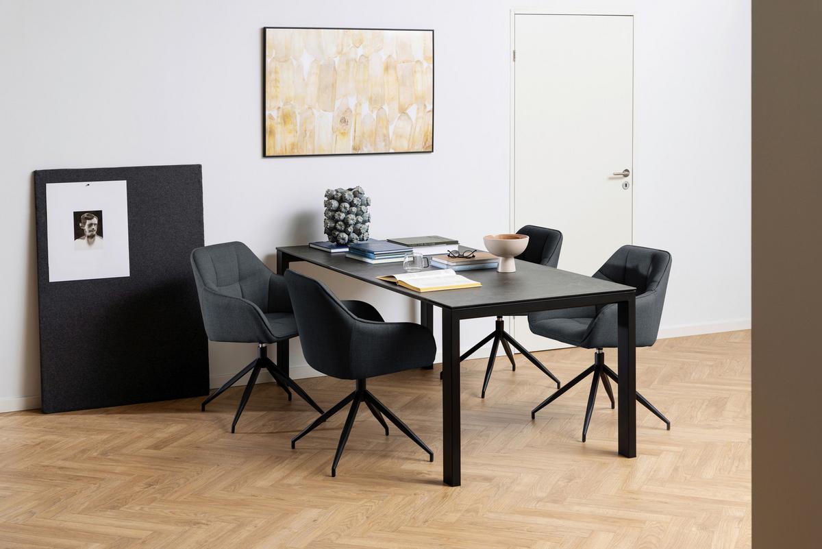 Armlehnstuhl Brenda Dunkelgrau, B: 58 Cm - Dunkelgrau/Schwarz, Design, Textil/Metall (58/84,5/54,5cm) - MID.YOU