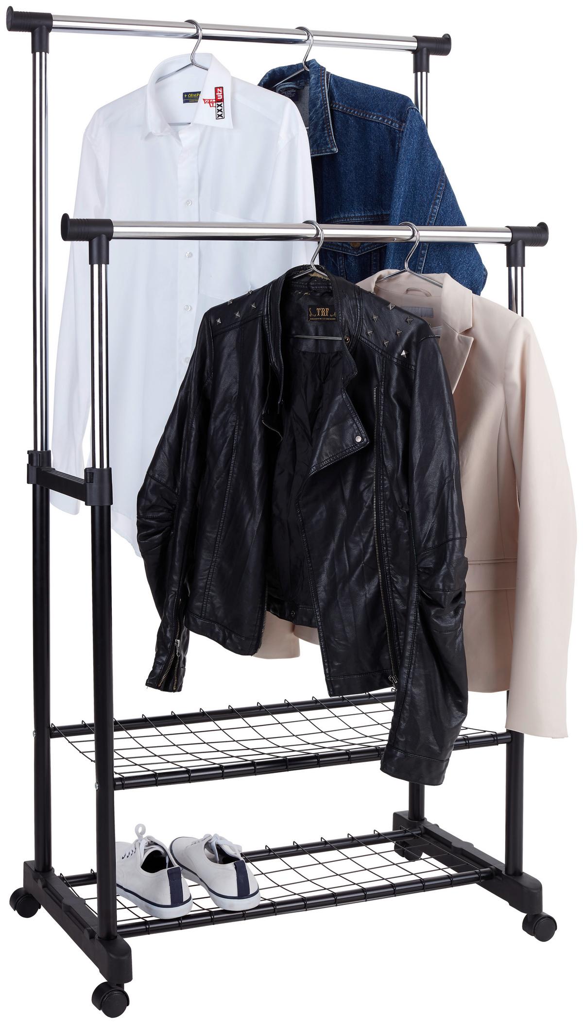 POJÍZDNÝ ŠATNÍ STOJAN TACITUS - černá/barvy chromu, Moderní, kov (81/118-160/43cm) - Ondega