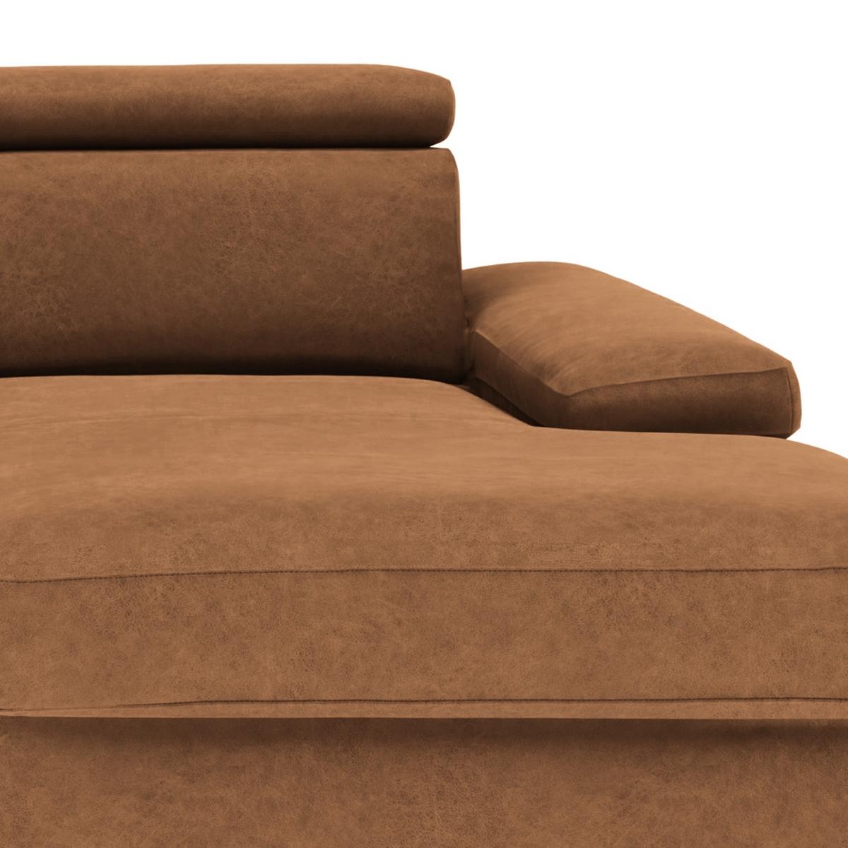 Ecksofa Elvis, Braun S: 259x182 Cm - Silberfarben/Braun, KONVENTIONELL, Textil (259/182cm) - Trendmanufaktur