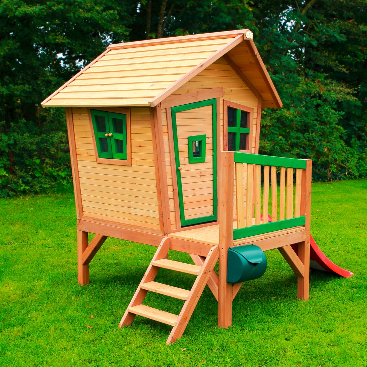 Spielhaus Natur, Rot L: 177 B: 264 H: 203 - Rot/Braun, LIFESTYLE, Holz/Kunststoff (177/264/203cm)