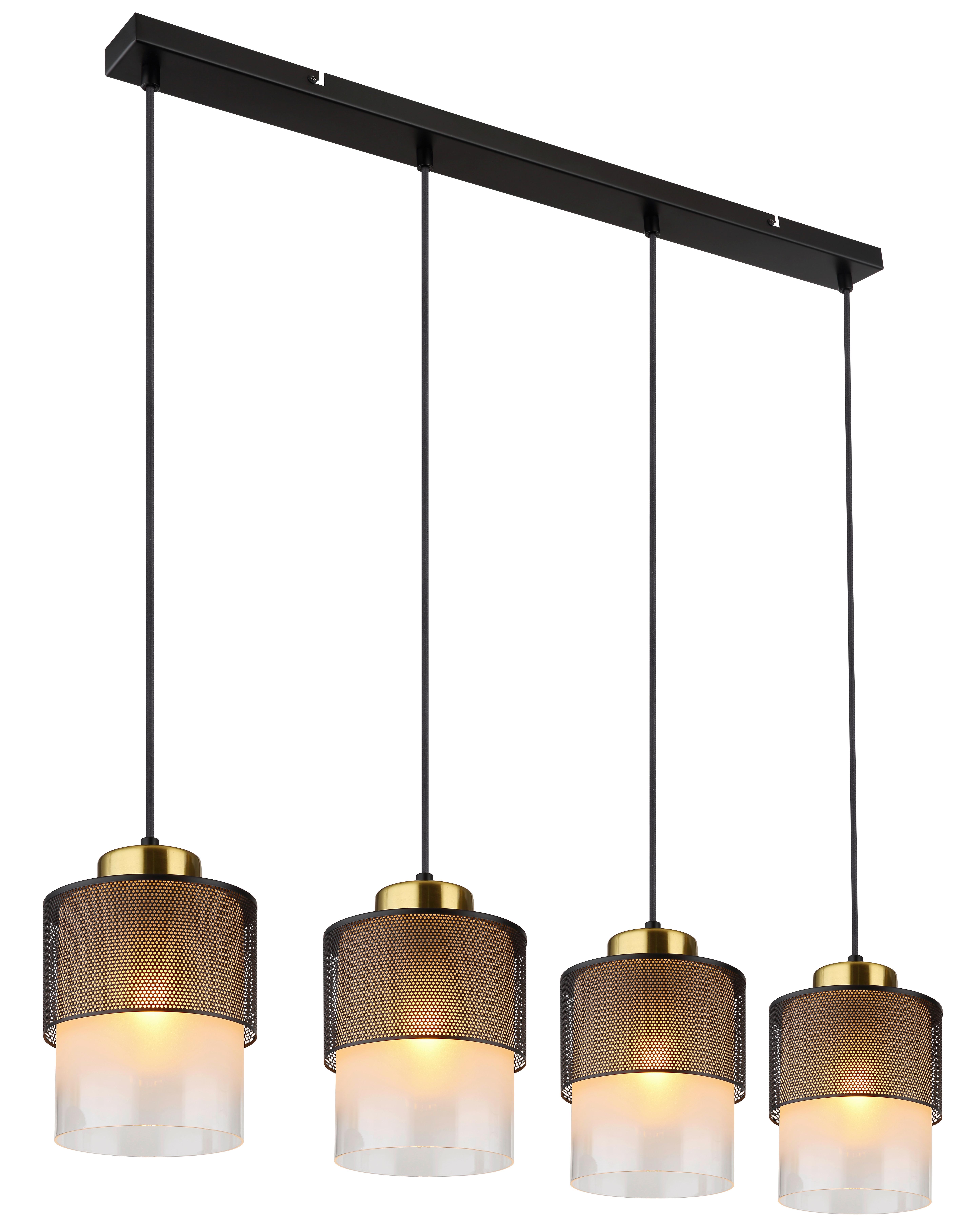 HÄNGELEUCHTE 15709-4H - Klar/Messingfarben, Design, Glas/Metall (91/16/120cm) - Globo