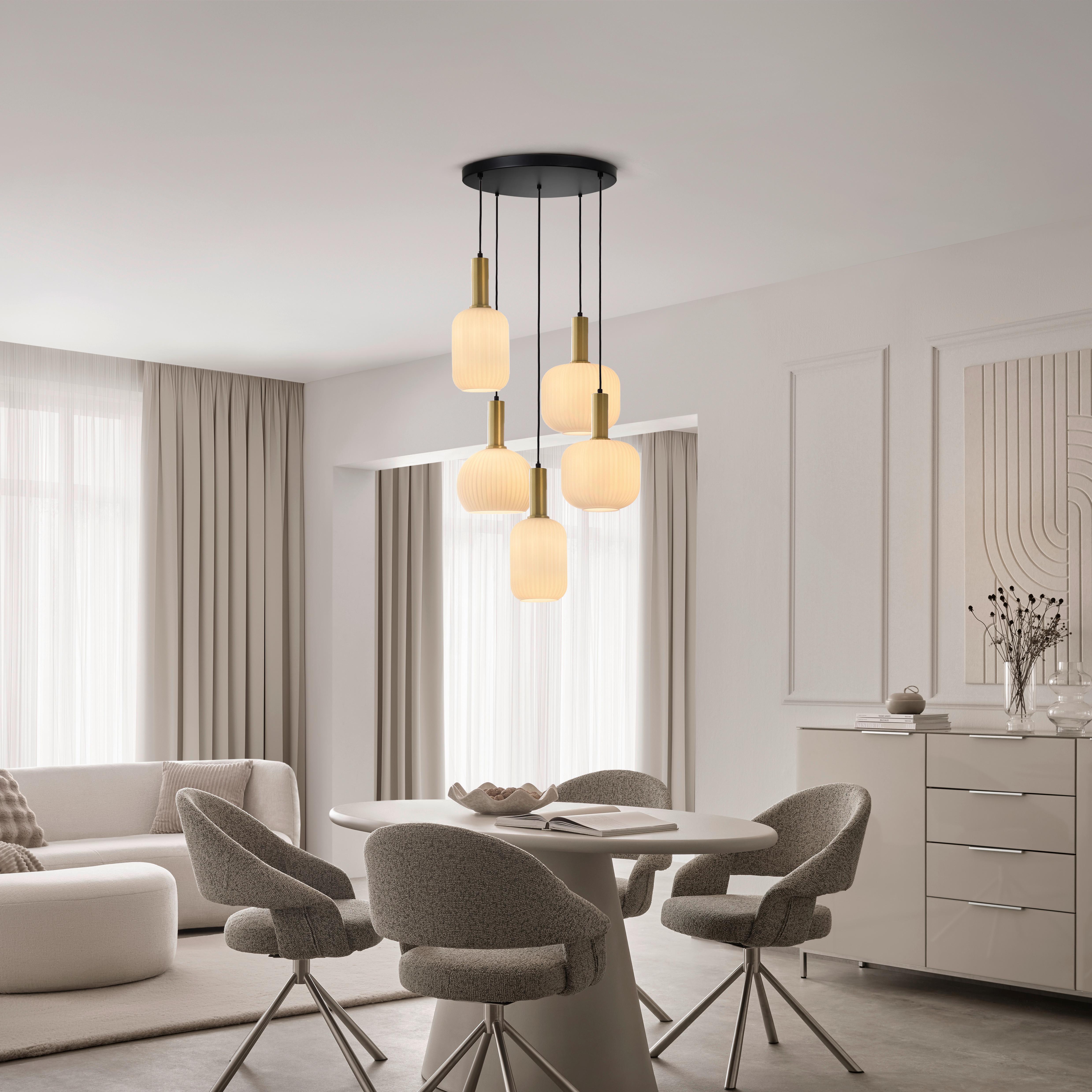 Hängeleuchte Scher - Goldfarben/Schwarz, MODERN, Glas/Metall (54/57,5/150cm)