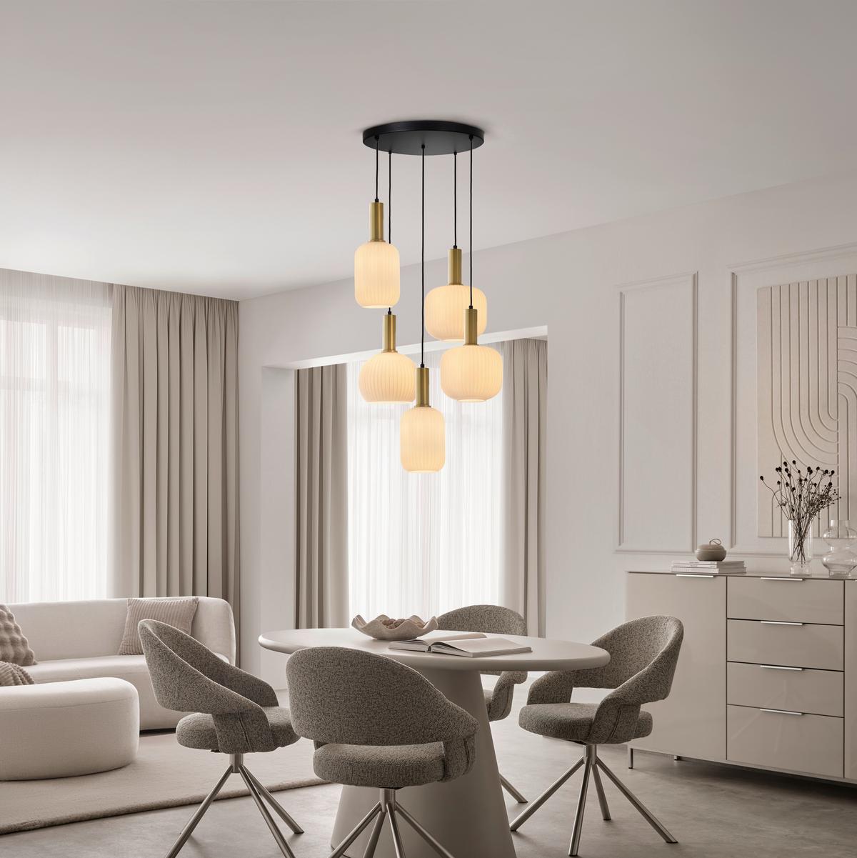 Hängeleuchte Scher - Goldfarben/Schwarz, MODERN, Glas/Metall (54/57,5/150cm)