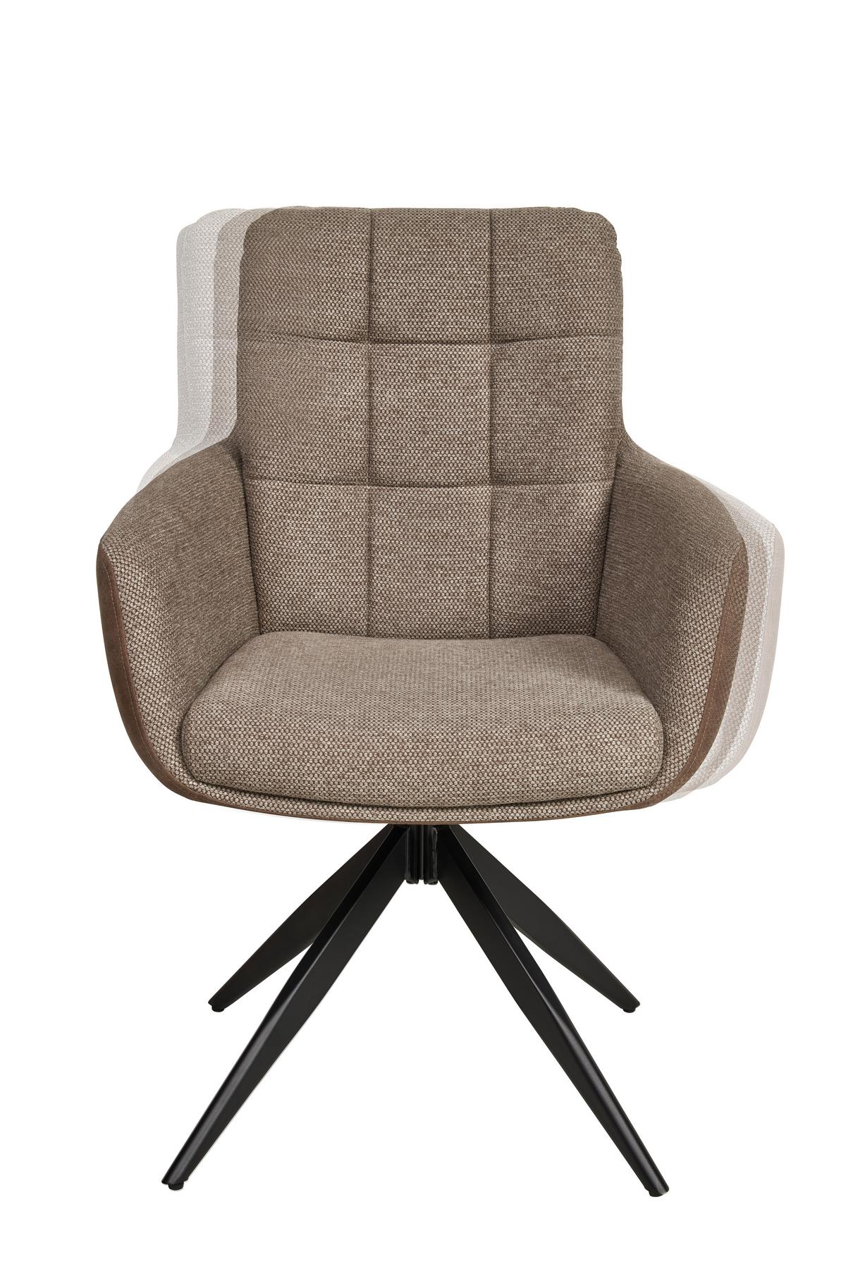 Armlehnstuhl Naim, Braun B: 60 Cm, 180° Drehbar - Schwarz/Braun, KONVENTIONELL, Holz/Textil (60/93/66cm) - MID.YOU