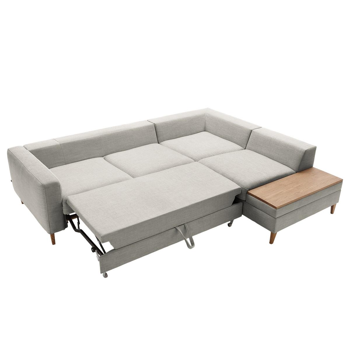 Ecksofa Alika, Grau S: 260x204 cm - Eschefarben/Grau, MODERN, Textil (260/204cm) - Trendmanufaktur