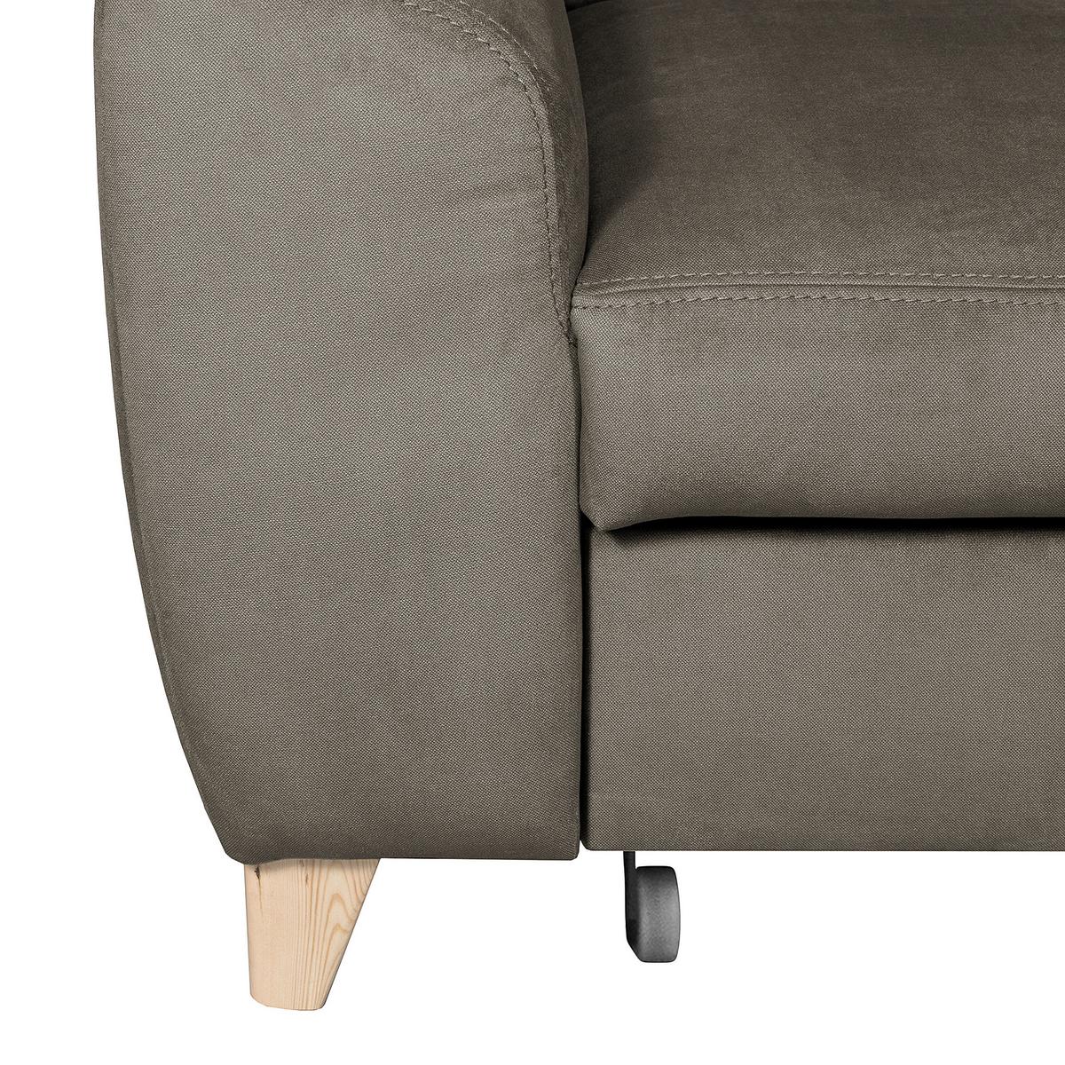 Ecksofa Aspen Mit Bettkasten Webstoff Graubraun 245x208 Cm - Graubraun/Buchefarben, Design, Textil (245/208cm) - Livetastic