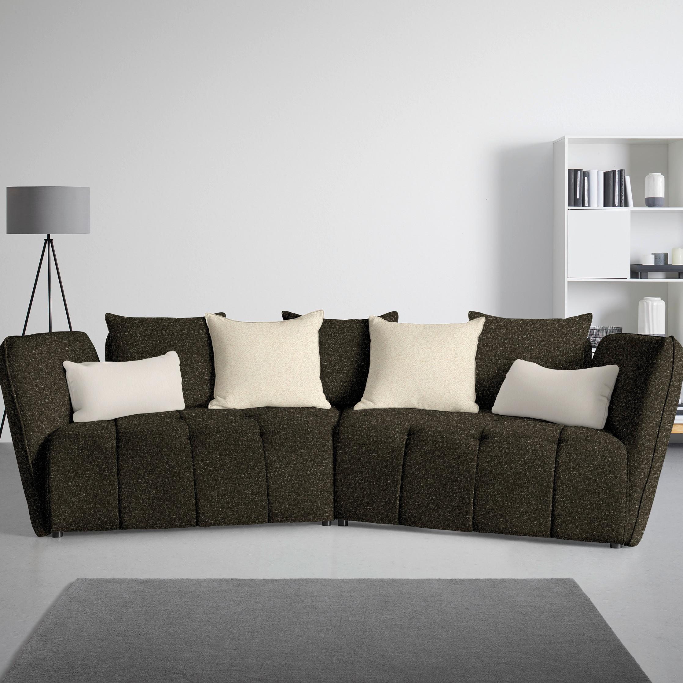 Boxspringová pohovka SOFI, tmavozelená, krémová - čierna/krémová, Modern, textil (294/93/152cm) - Premium Living