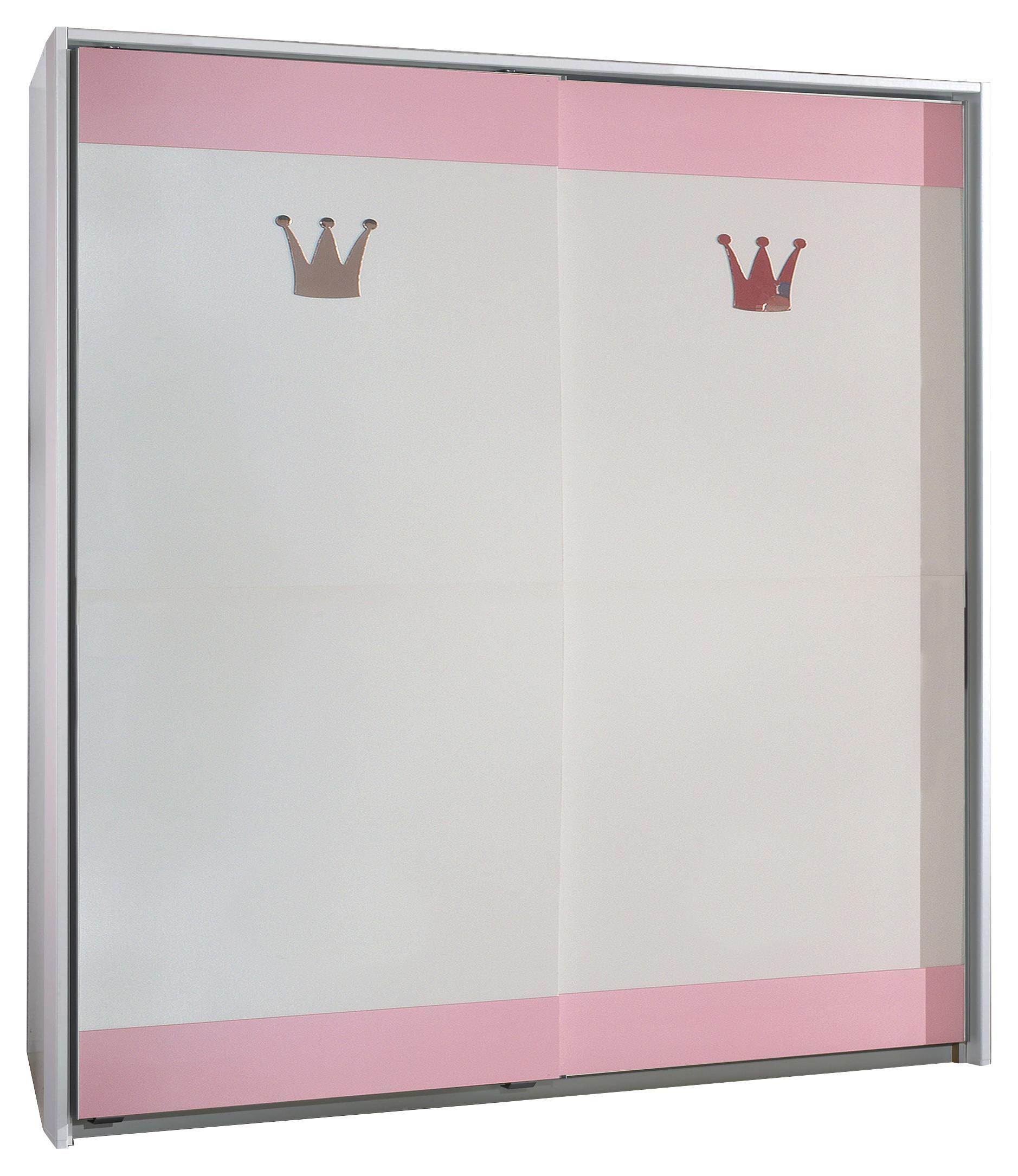Kinderkleiderschrank Cindy B: ca. 139 cm - Rosa/Weiß, Holzwerkstoff (139/200/64cm) - Xora