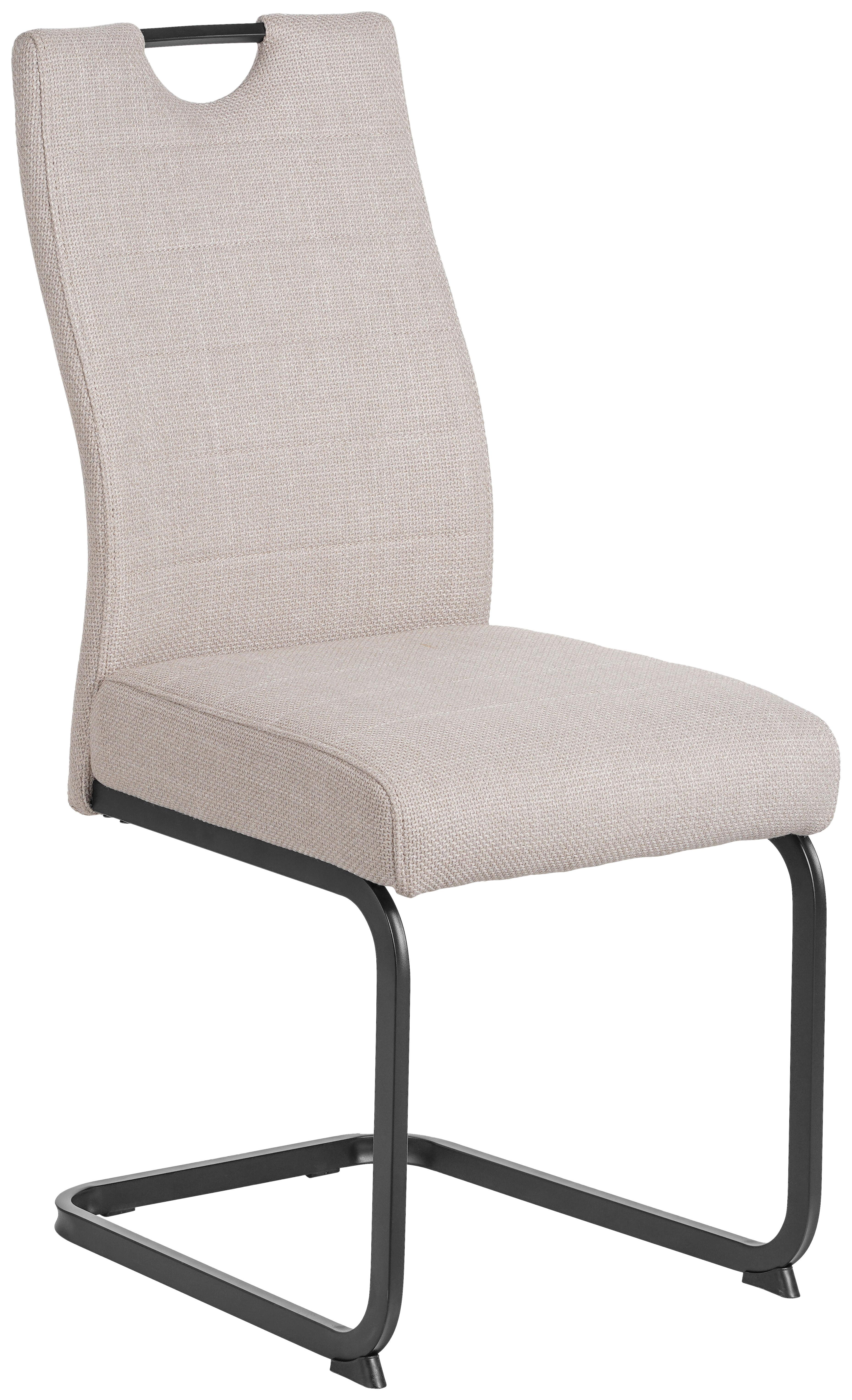 Schwingstuhl Finni Webstoff Beige Federkern - Beige, KONVENTIONELL, Textil/Metall (44/98/60cm)