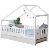 Hausbett Lou B: 90 Cm Weiß Lou - Weiß/Naturfarben, MODERN, Holz/Textil (90/200cm) - MID.YOU