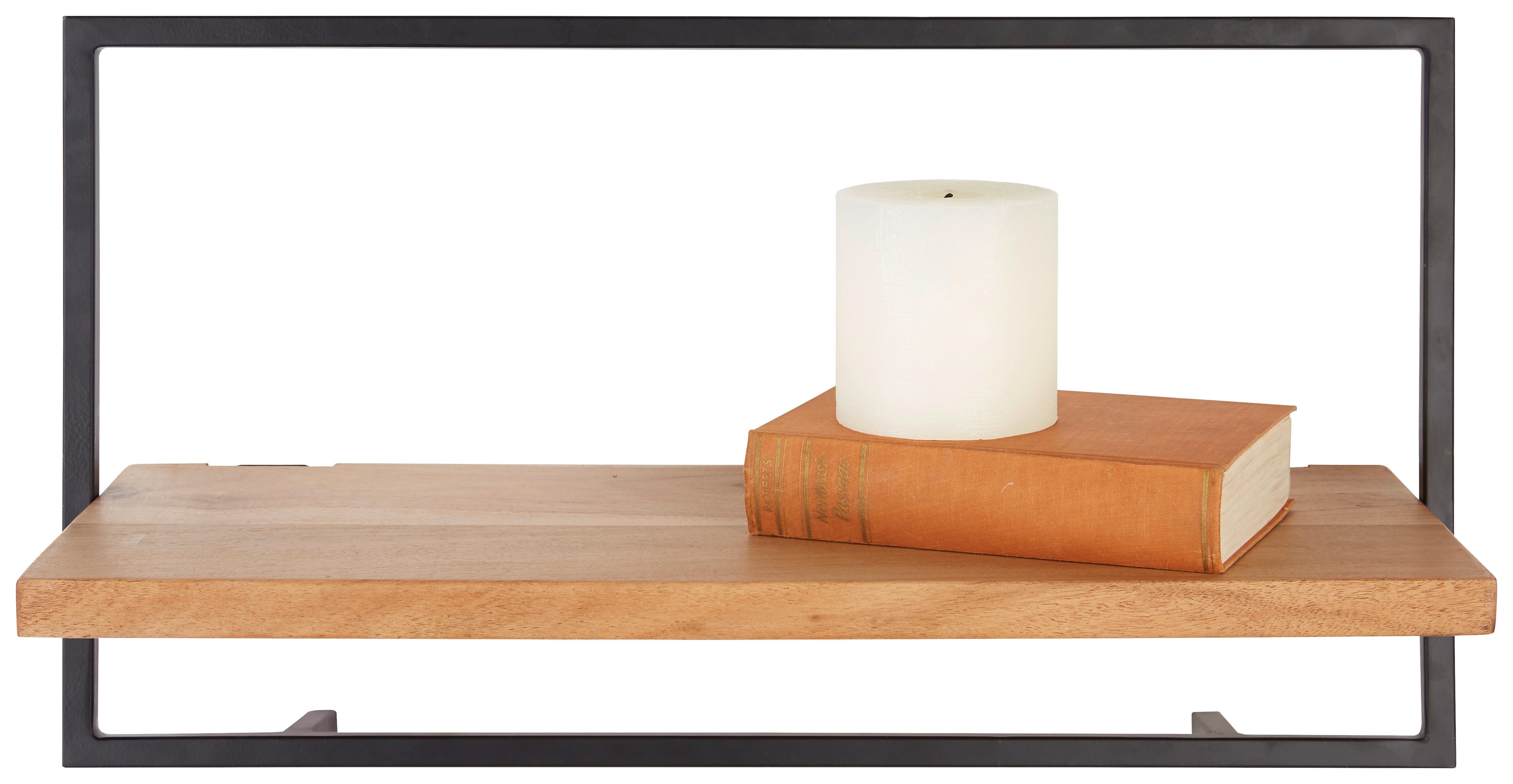 NÁSTENNÝ REGÁL ALIA -SB- - čierna/farba akácie, Modern, kov/drevo (65/35/25cm) - Mömax