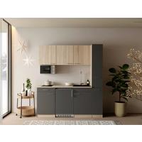 KÜCHENBLOCK Ingrid, Grau B: 180 cm - Eichefarben/Grau, Design, Holzwerkstoff (180cm) - Respekta