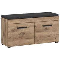 Garderobenbank Grano Eichefarben - Eichefarben/Schwarz, Trend, Holzwerkstoff/Textil (92,8/47/38cm)