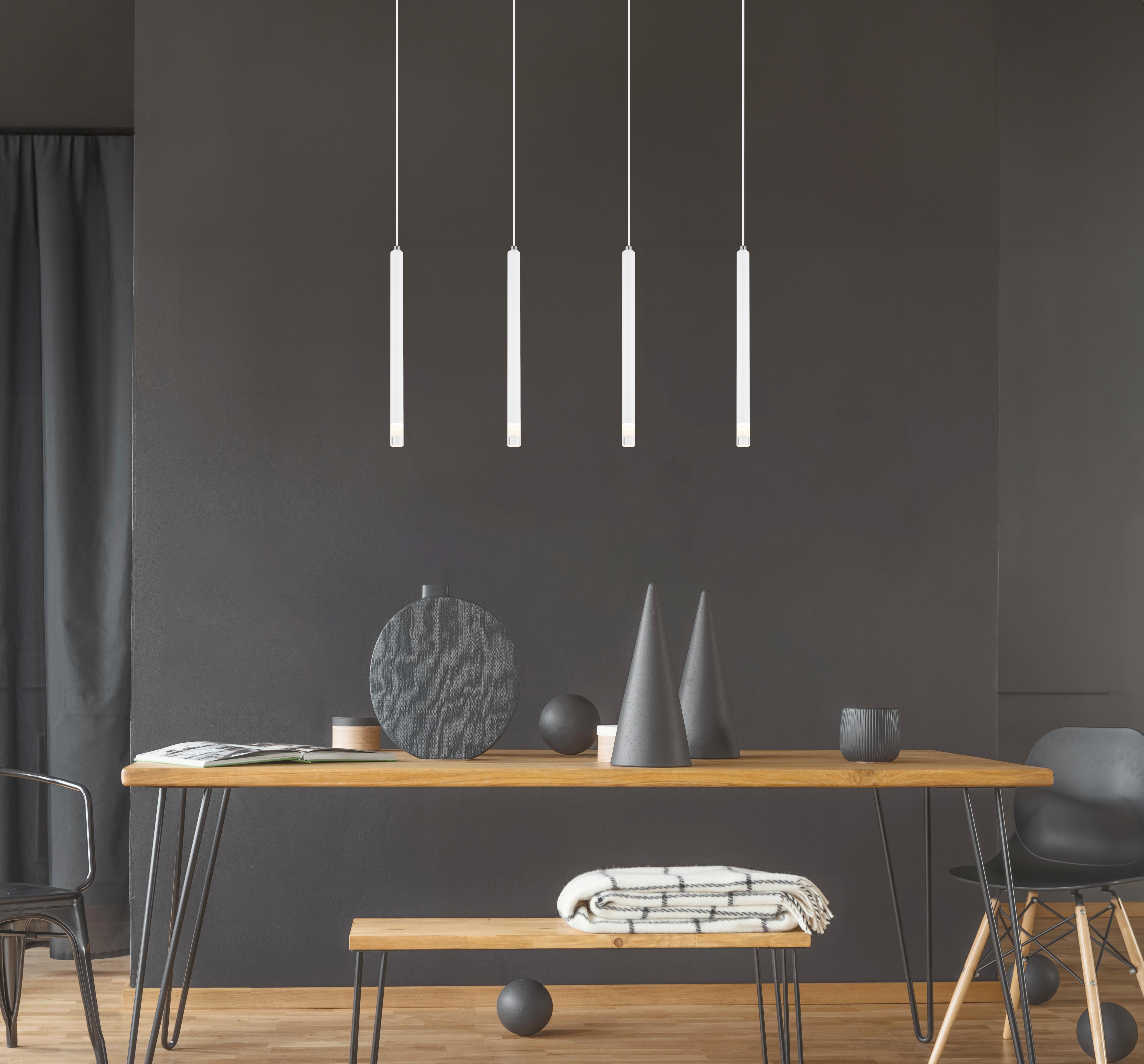 ZÁVESNÉ SVIETIDLO RYAN - číra/biela, Modern, kov/textil (76/8/120cm)