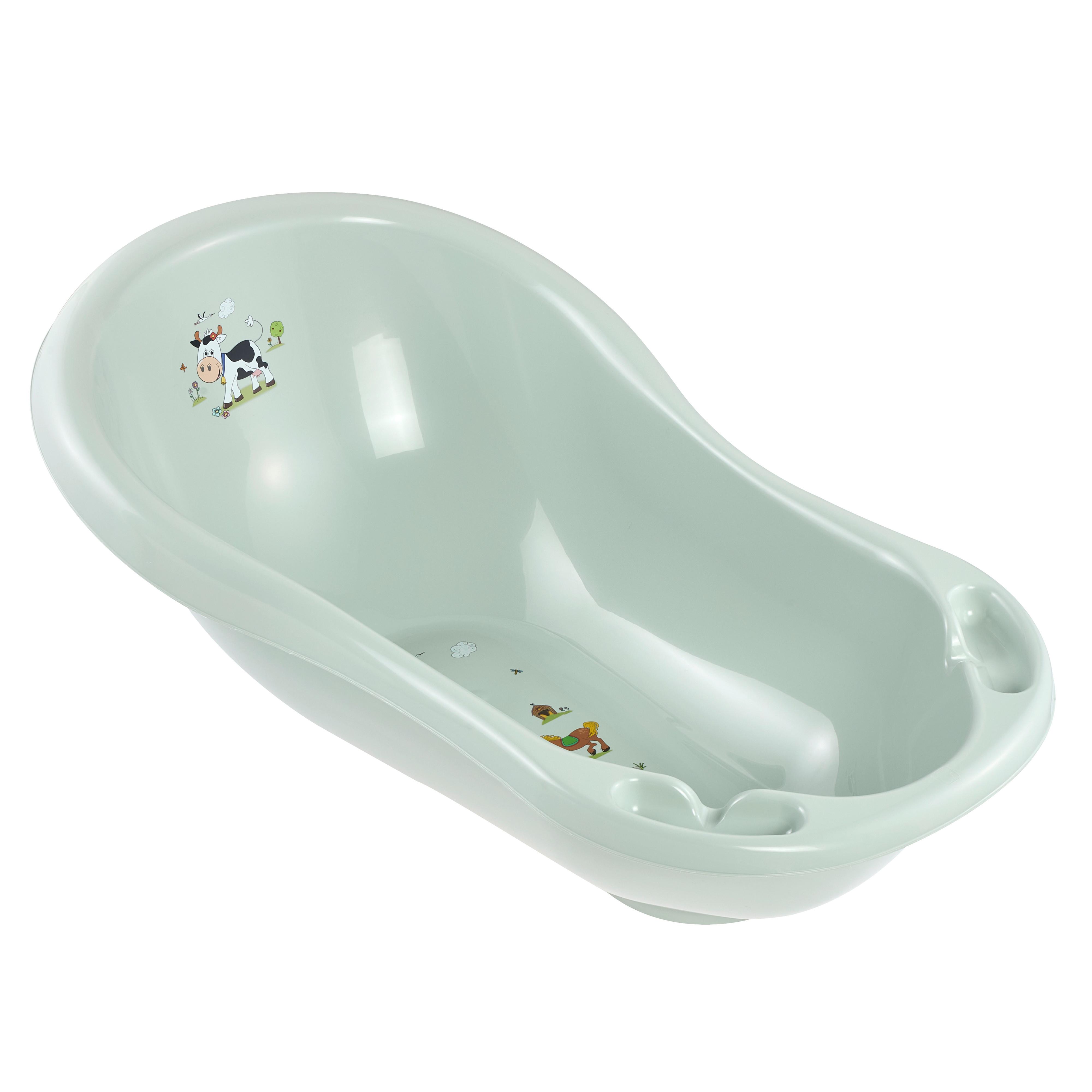 Babybadewanne 'Funny Farm' salbeigrün - Salbeigrün, MODERN, Kunststoff (84/49/29cm)