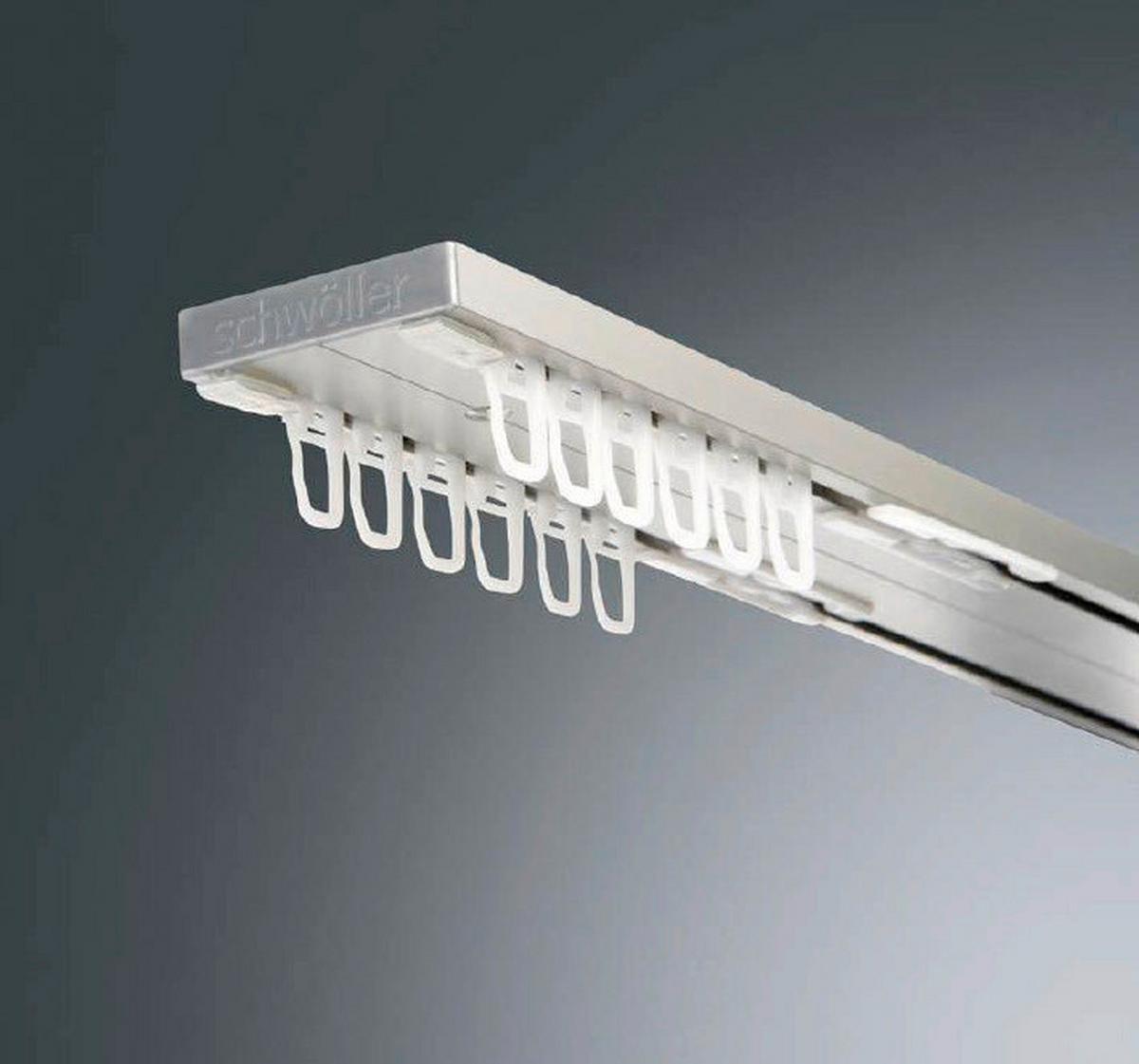 Vorhangschiene 2-Läufig 240cm Aluminium Weiß inkl. Zubehör - Weiß, KONVENTIONELL, Metall (240cm) - Ondega