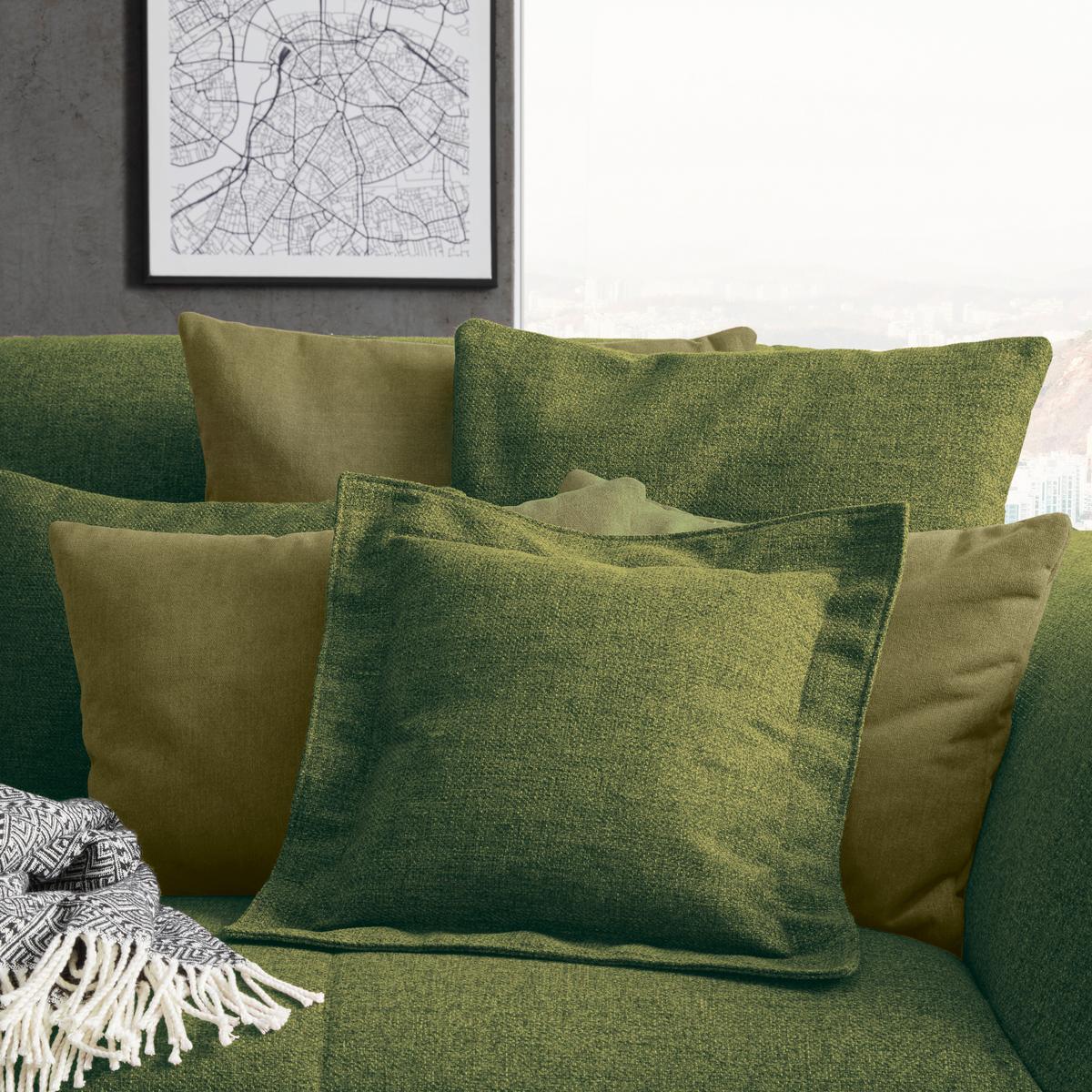 Velká pohovka TRENDY, olivově zelená - černá/olivově zelená, Moderní, kompozitní dřevo (260/93/124cm) - Premium Living