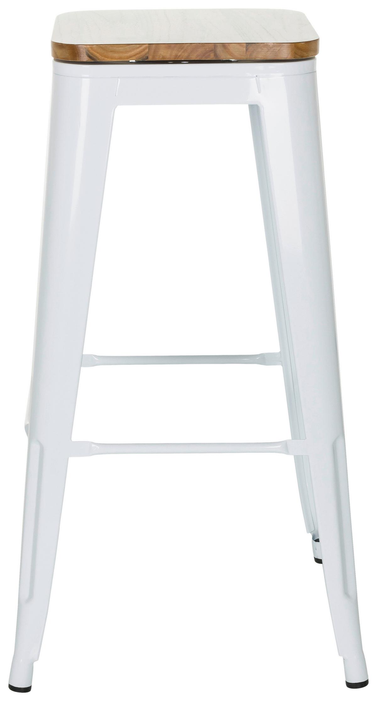 Barhocker Vantaggio High Weiß B: 44 Cm - Weiß, MODERN, Holz/Metall (44/77/44cm) - MID.YOU