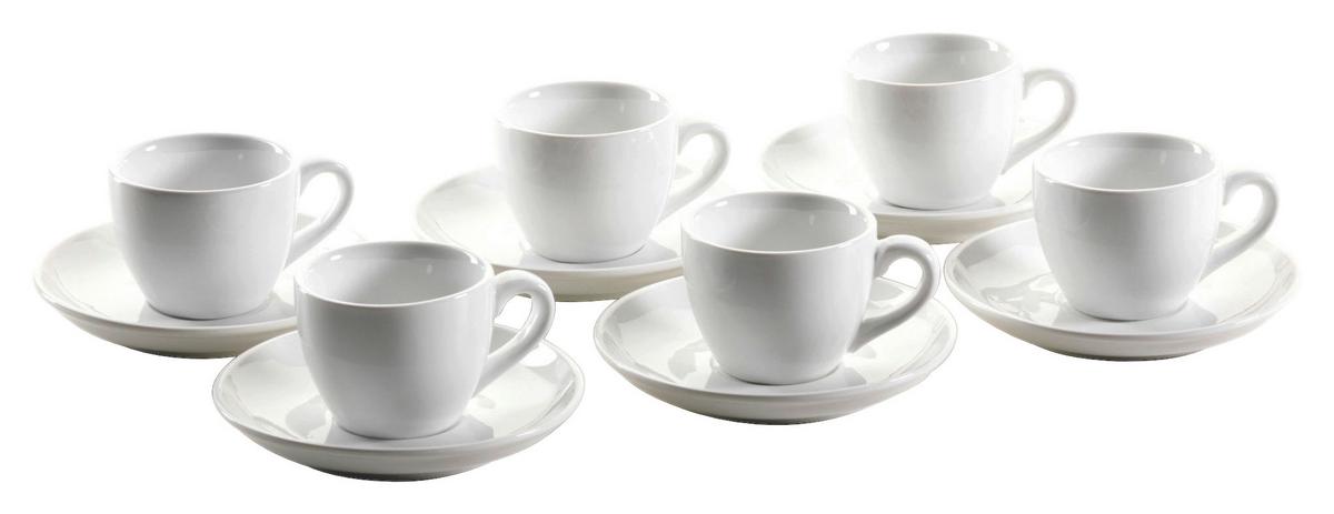 Espressotasse Mit Untertasse Colombia 12--Teilig Weiß - Weiß, Basics, Keramik - Mäser