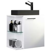 Waschtischkombi Hausa Bl - Schwarz/Weiß, MODERN, Glas/Keramik (52cm) - MID.YOU