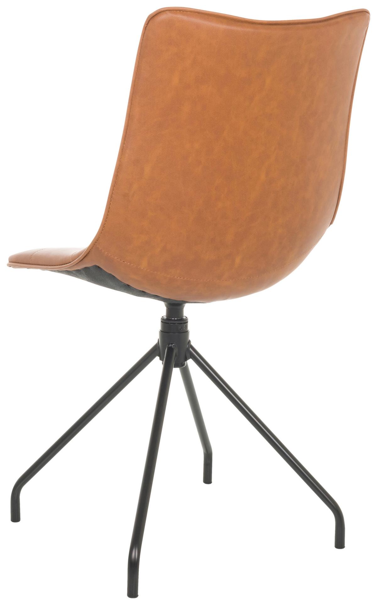 Besucherstuhl Tarviso - Schwarz/Braun, Basics, Leder/Metall (48/93/52cm) - MID.YOU
