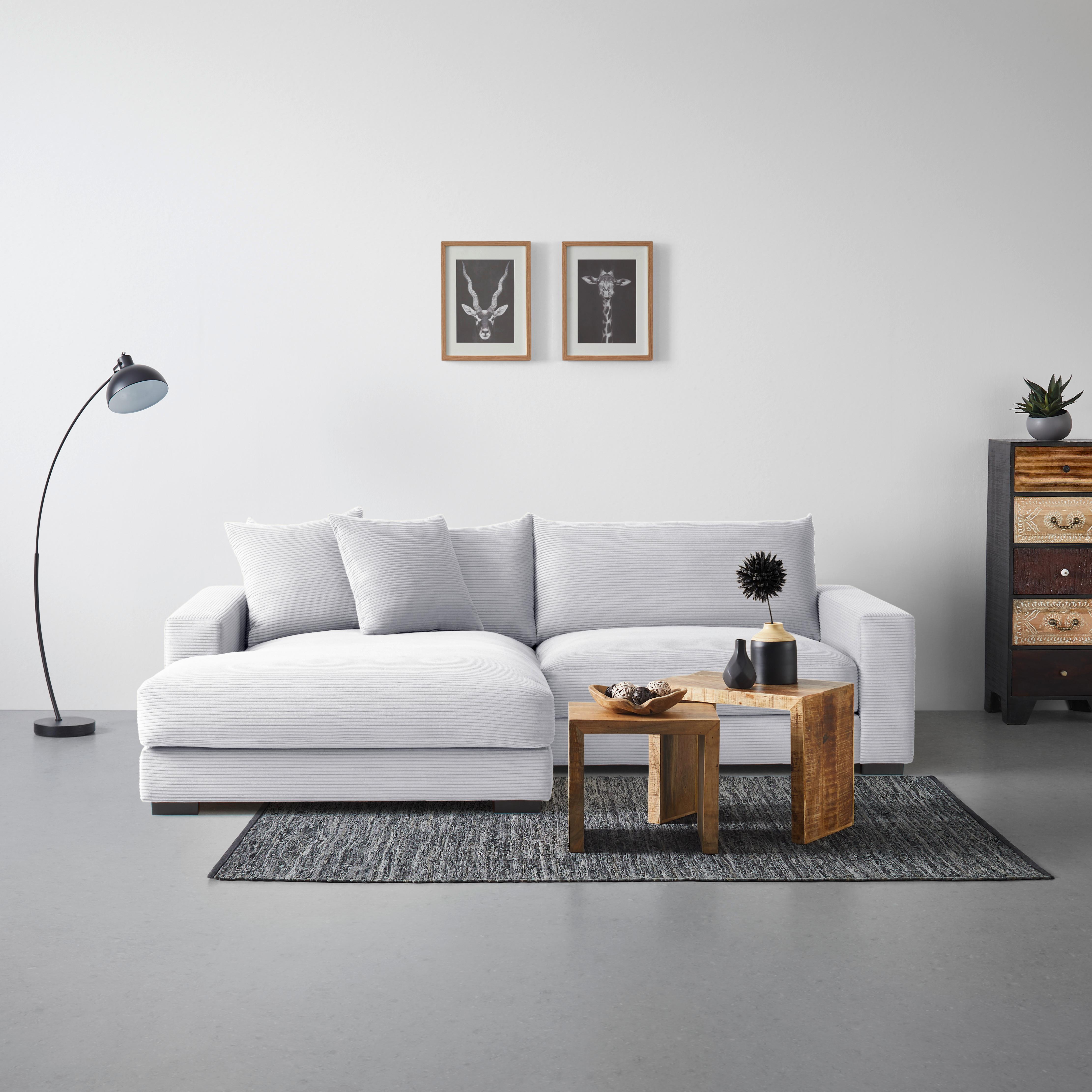 Rohová sedačka PEDRO, ľavá, svetlosivý menčester - svetlosivá, Modern, textil (180/83/265cm) - Mömax